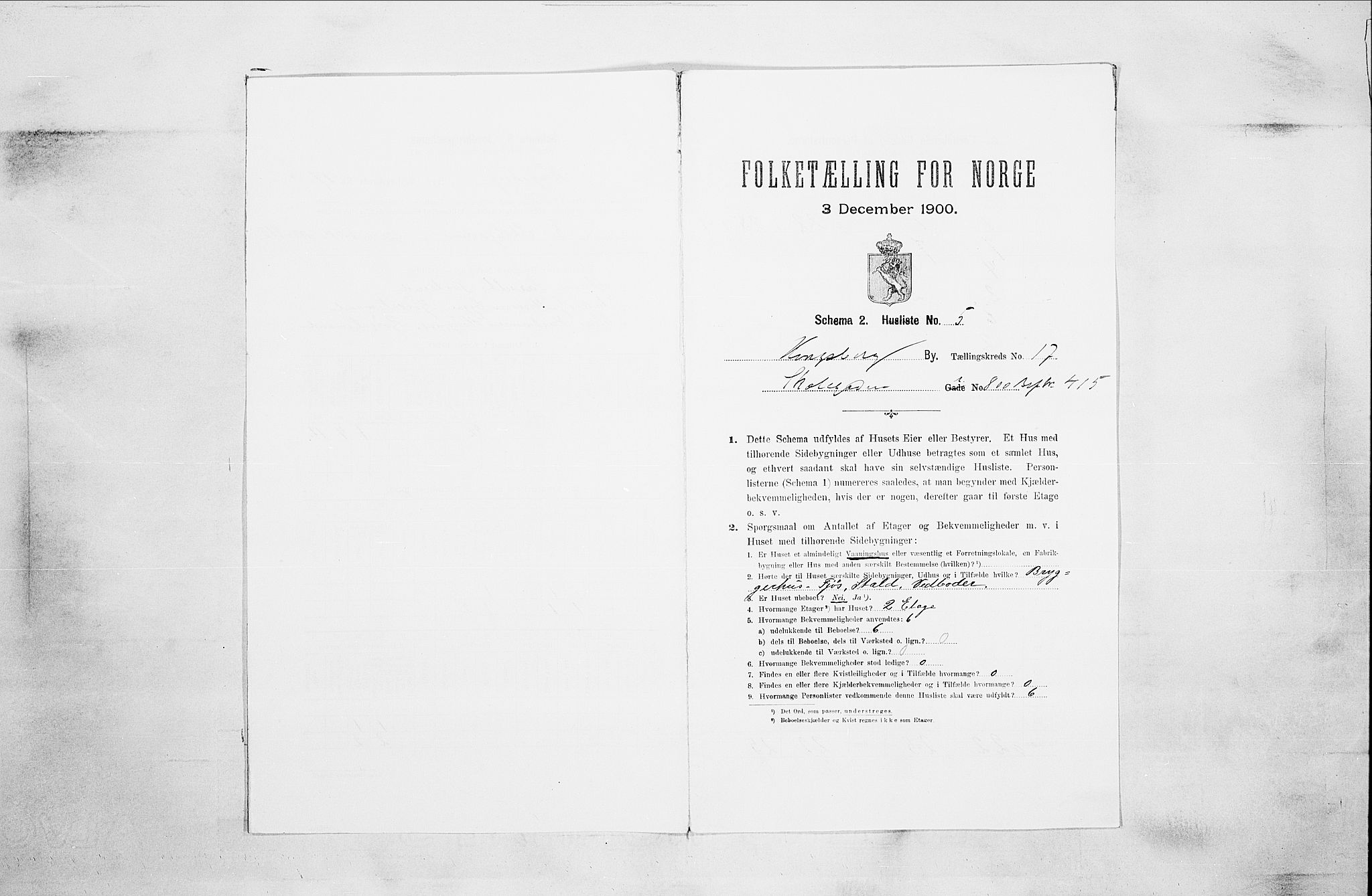 RA, Folketelling 1900 for 0604 Kongsberg kjøpstad, 1900, s. 3354