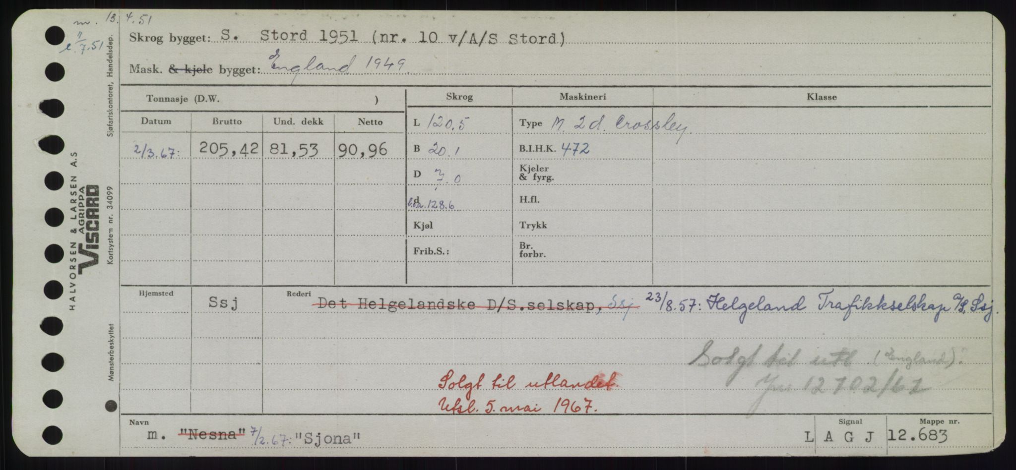 Sjøfartsdirektoratet med forløpere, Skipsmålingen, RA/S-1627/H/Hd/L0033: Fartøy, Sevi-Sjø, s. 331