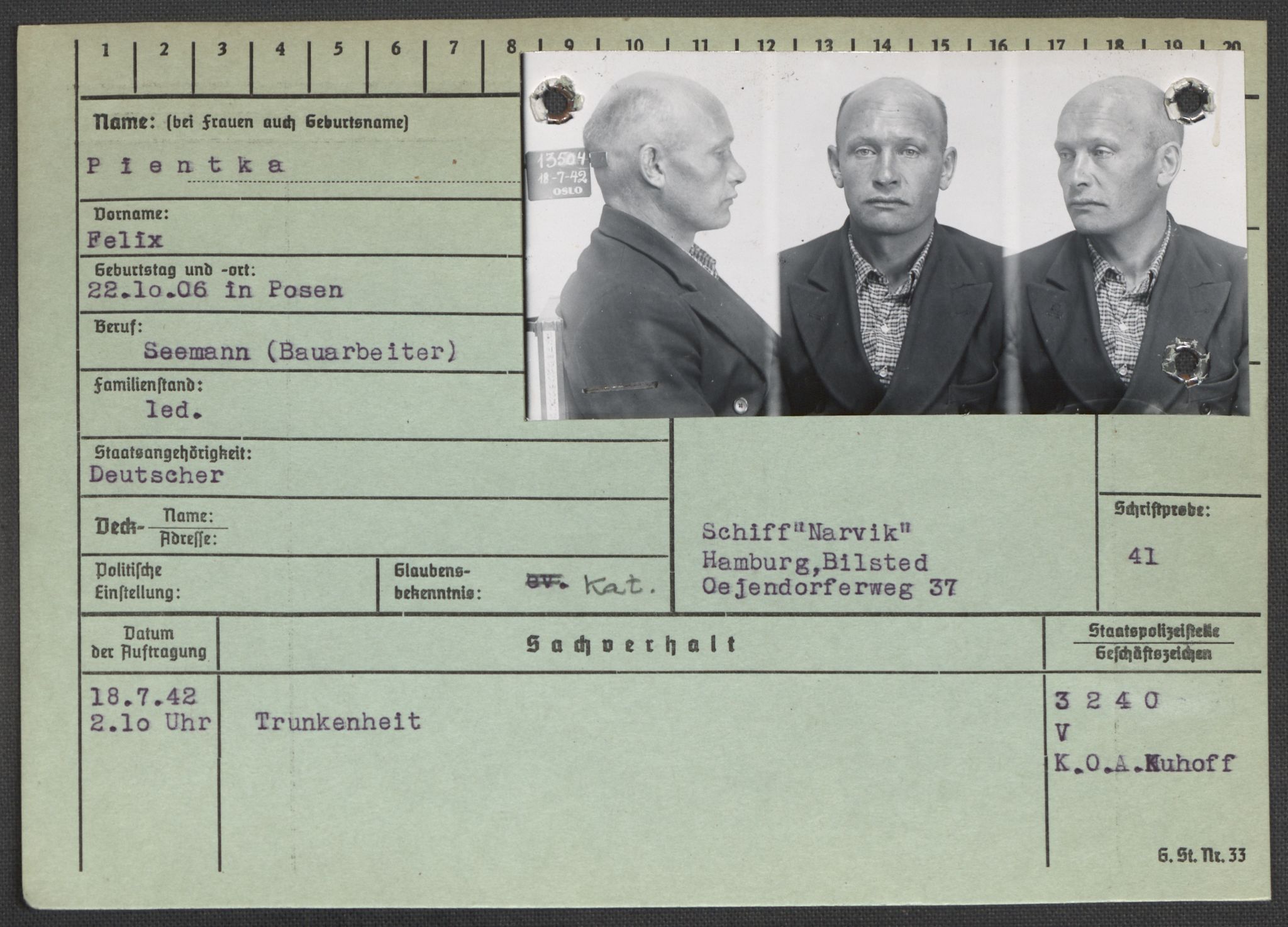 Befehlshaber der Sicherheitspolizei und des SD, AV/RA-RAFA-5969/E/Ea/Eaa/L0008: Register over norske fanger i Møllergata 19: Oelze-Ru, 1940-1945, s. 890