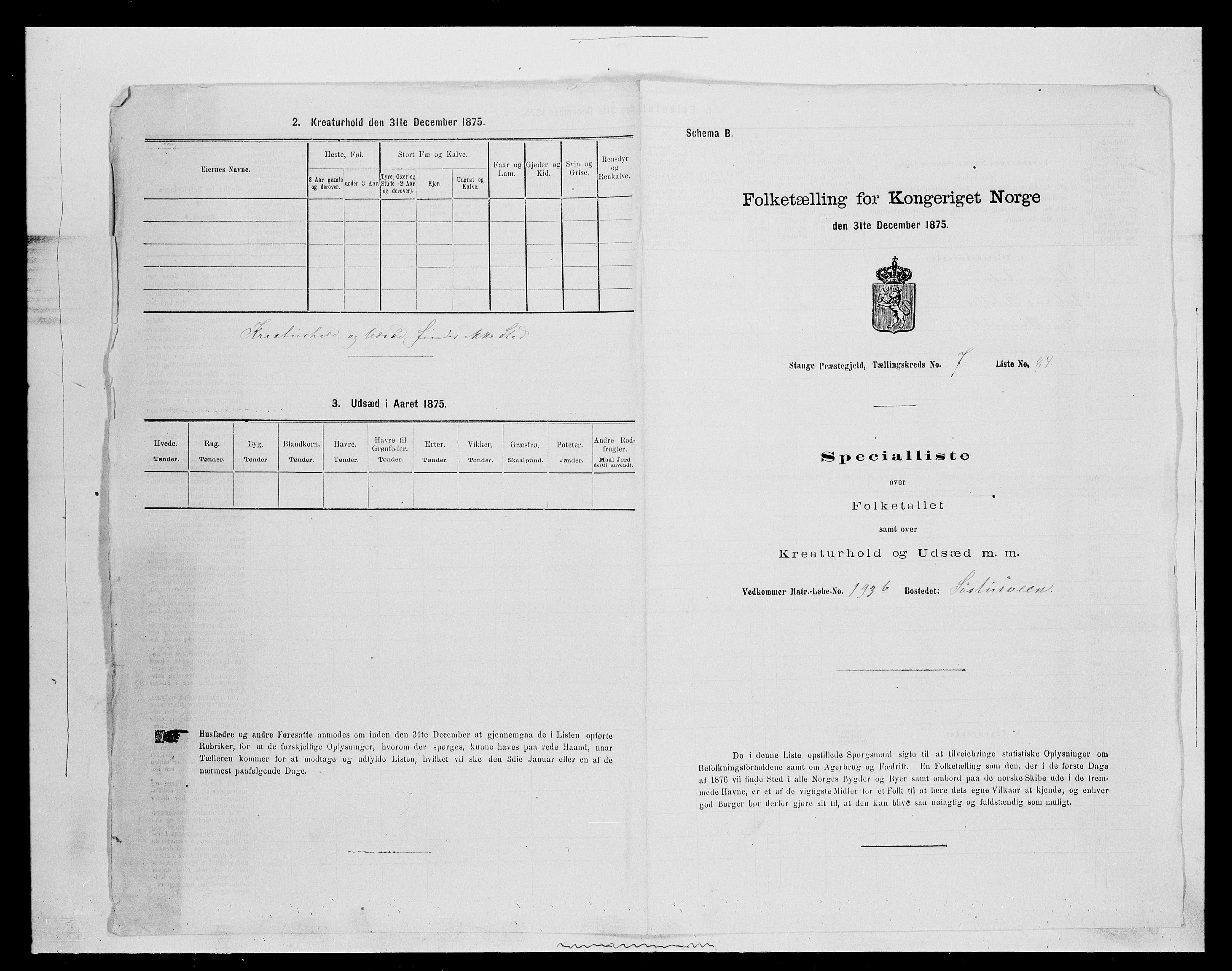 SAH, Folketelling 1875 for 0417P Stange prestegjeld, 1875, s. 1278