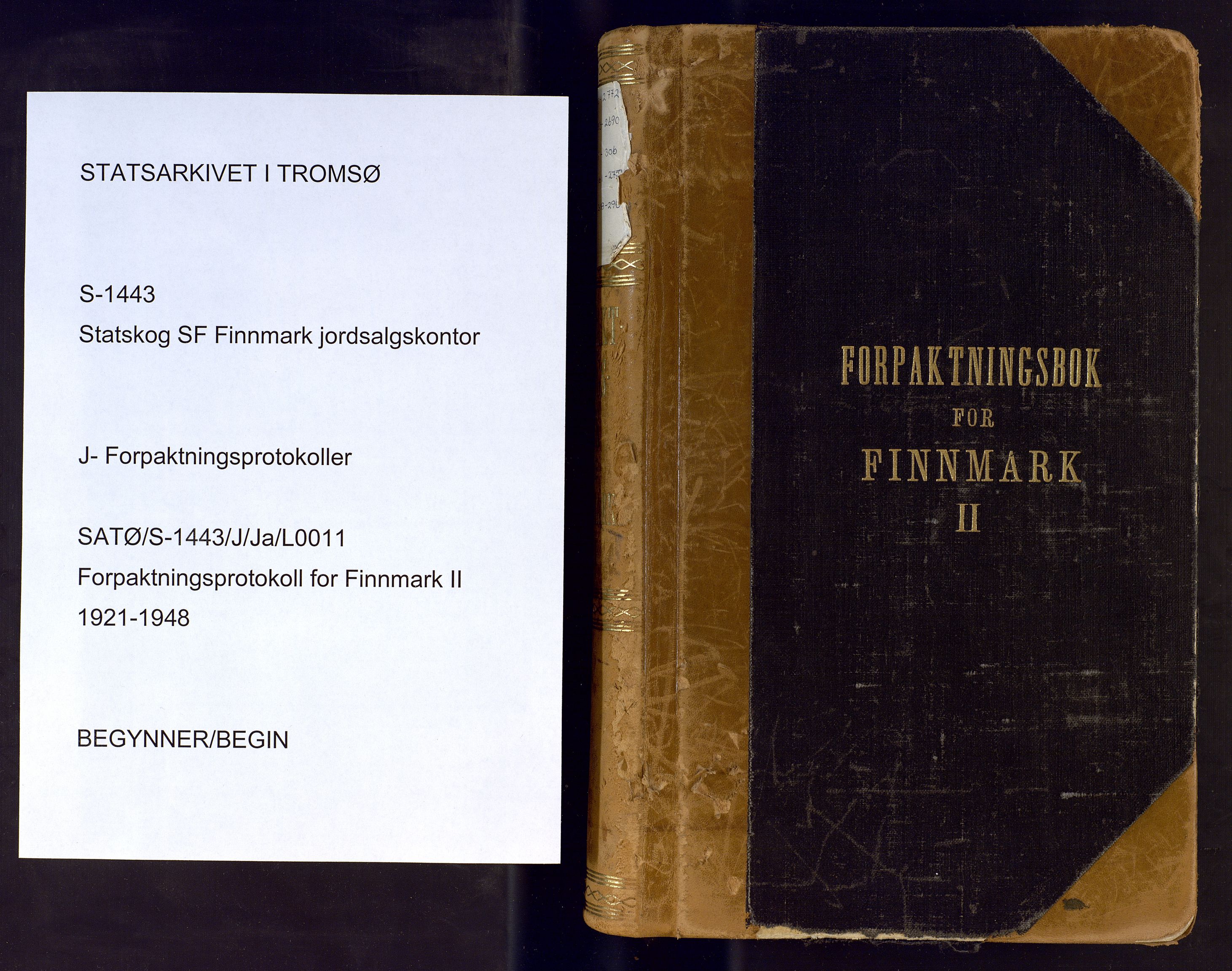 Finnmark jordsalgskommisjon/jordsalgskontor og Statskog SF Finnmark jordsalgskontor, AV/SATØ-S-1443/J/Ja/L0011: Forpaktningsbok for Finnmark II, 1921-1948