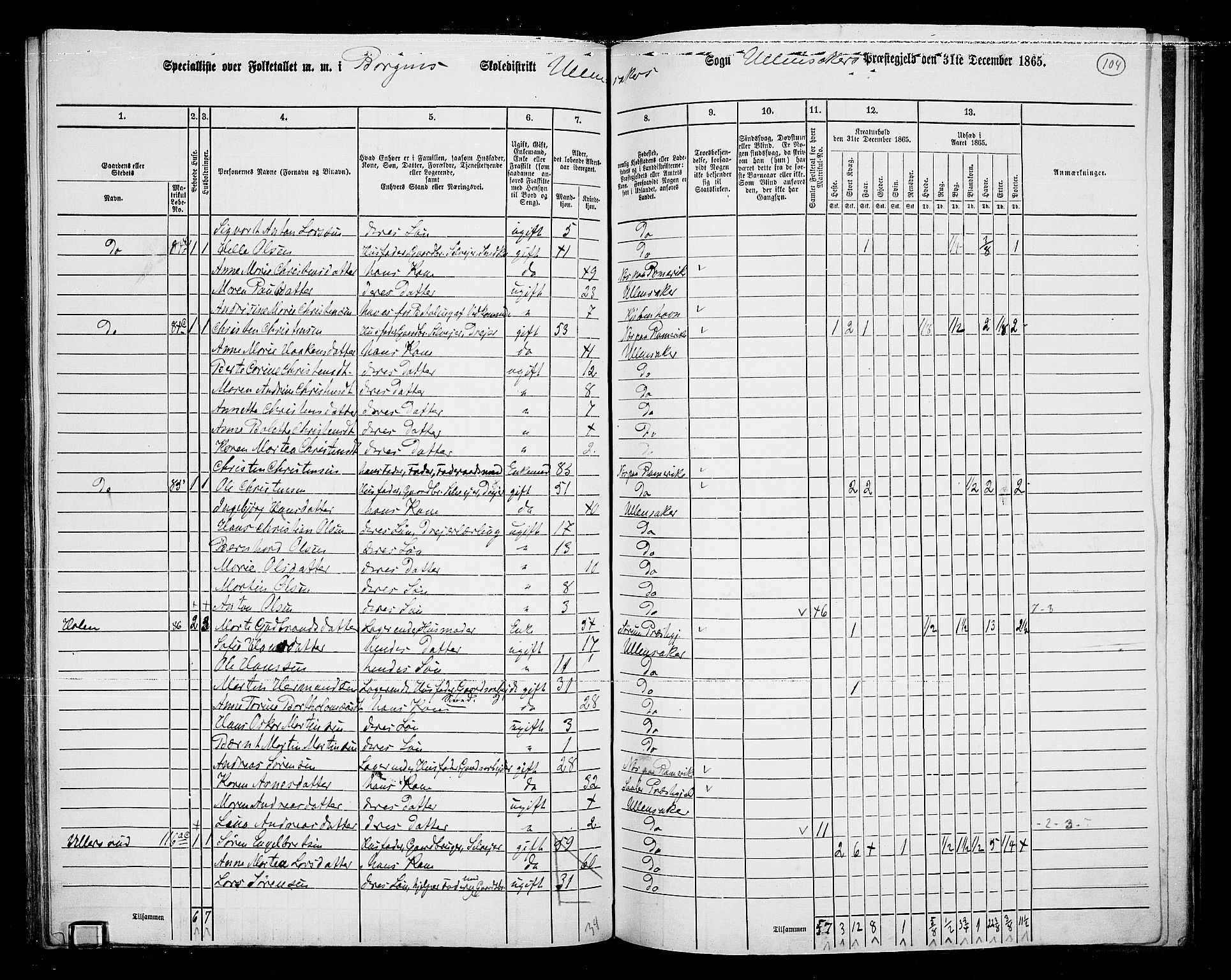 RA, Folketelling 1865 for 0235P Ullensaker prestegjeld, 1865, s. 89