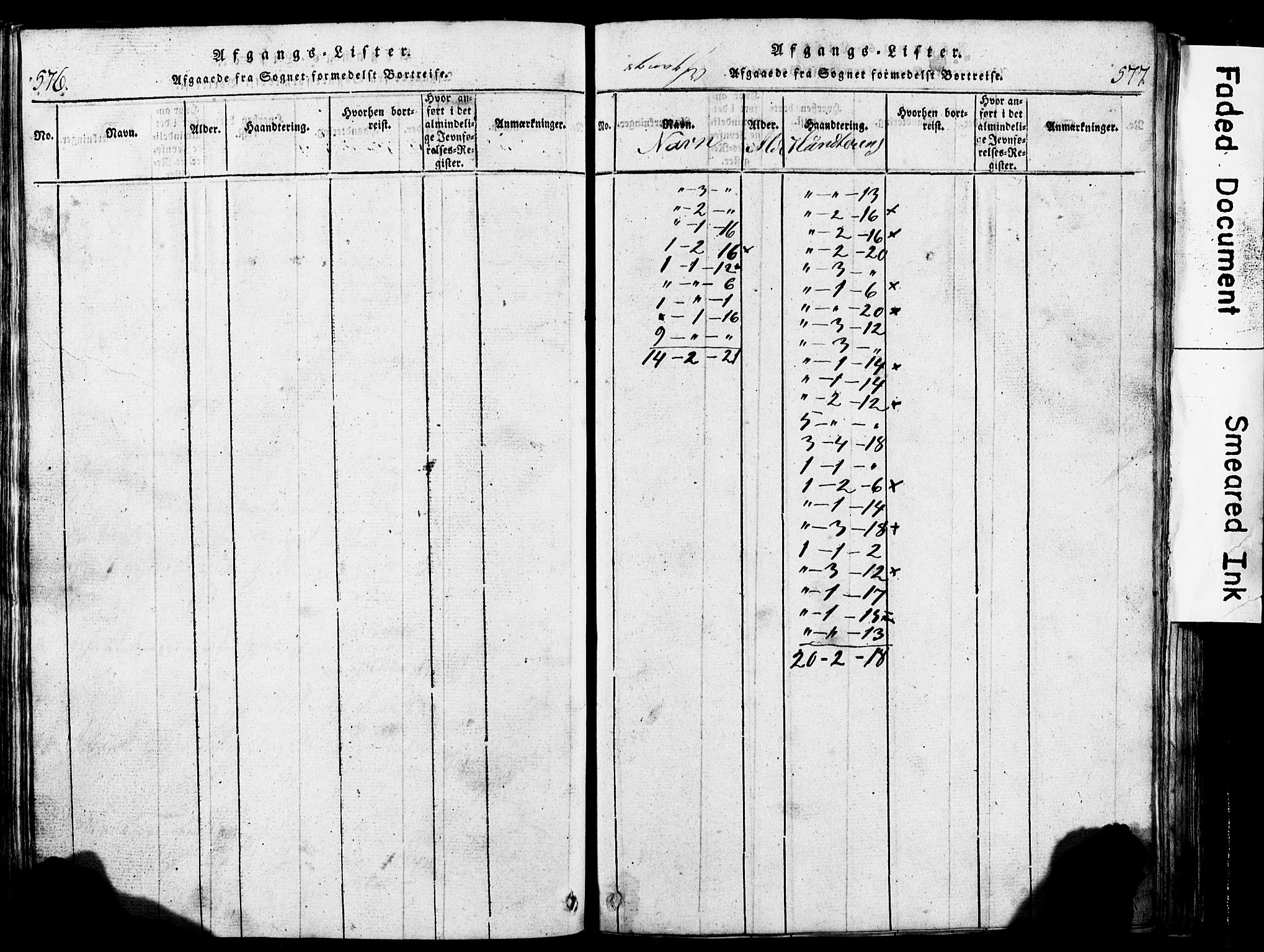 Torvastad sokneprestkontor, AV/SAST-A -101857/H/Ha/Hab/L0002: Klokkerbok nr. B 2, 1817-1834, s. 576-577