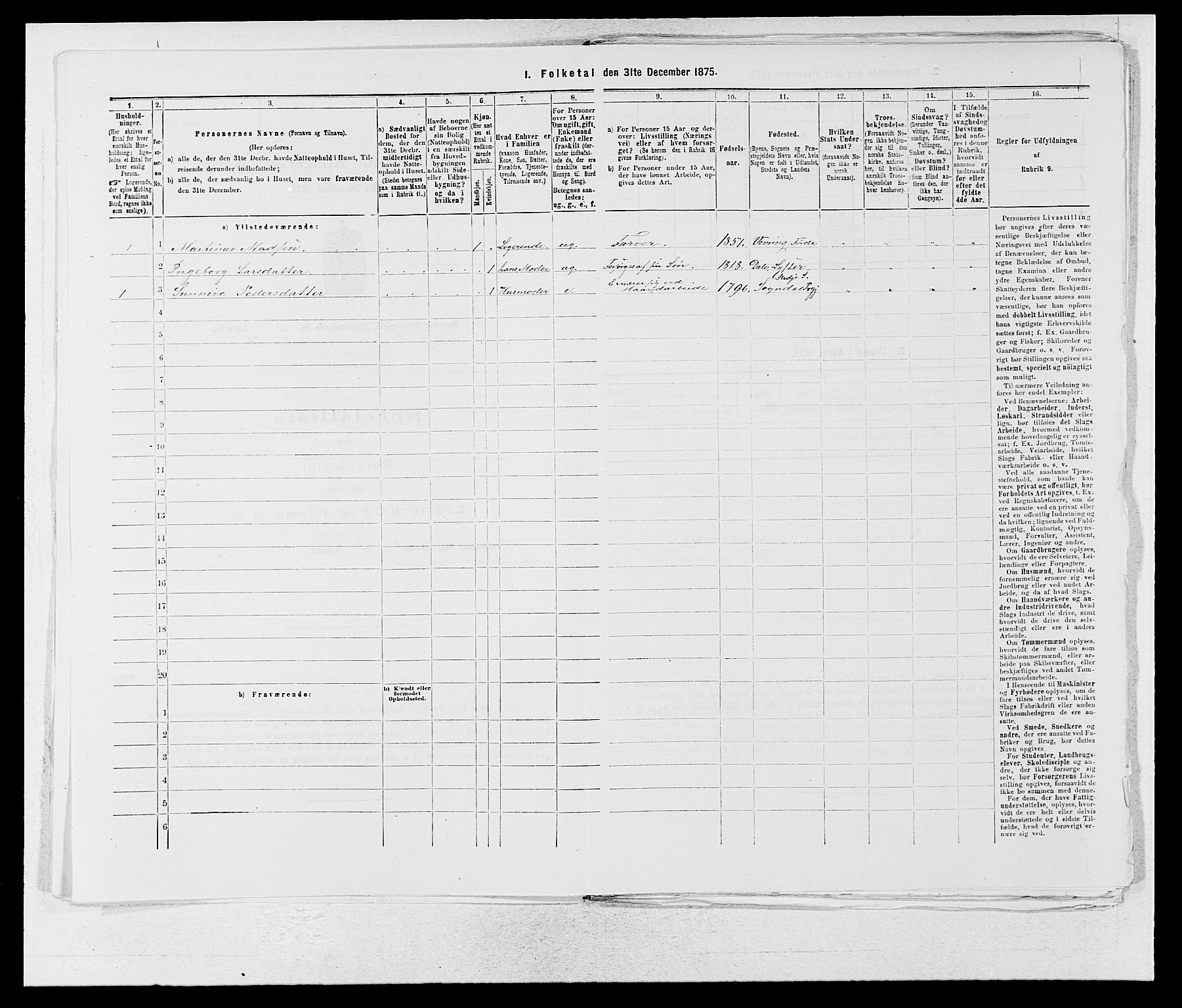 SAB, Folketelling 1875 for 1420P Sogndal prestegjeld, 1875, s. 379