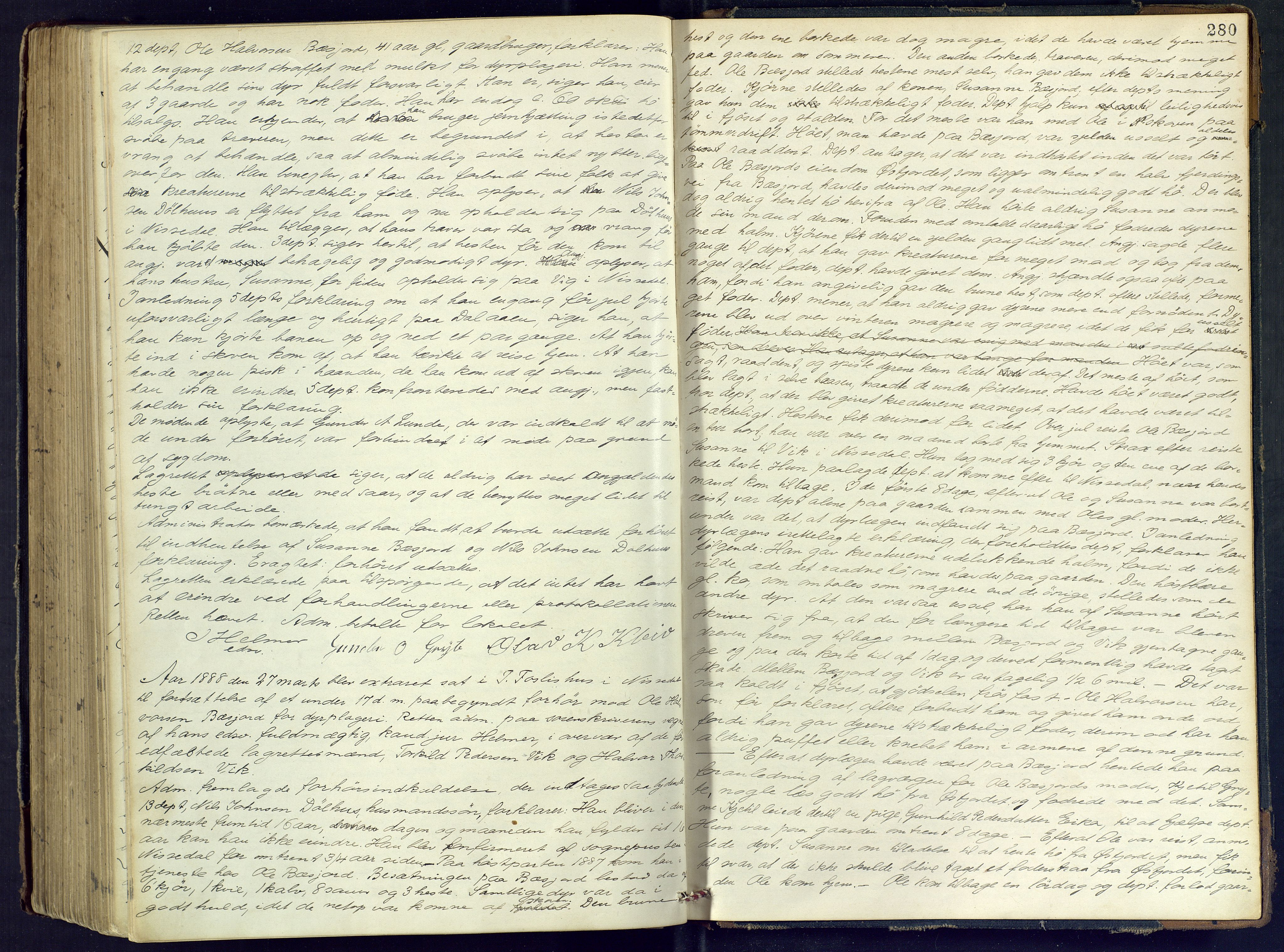Vest-Telemark sorenskriveri, AV/SAKO-A-134/F/Fd/Fdb/L0013: Ekstrarettsprotokoll, 1884-1888, s. 280