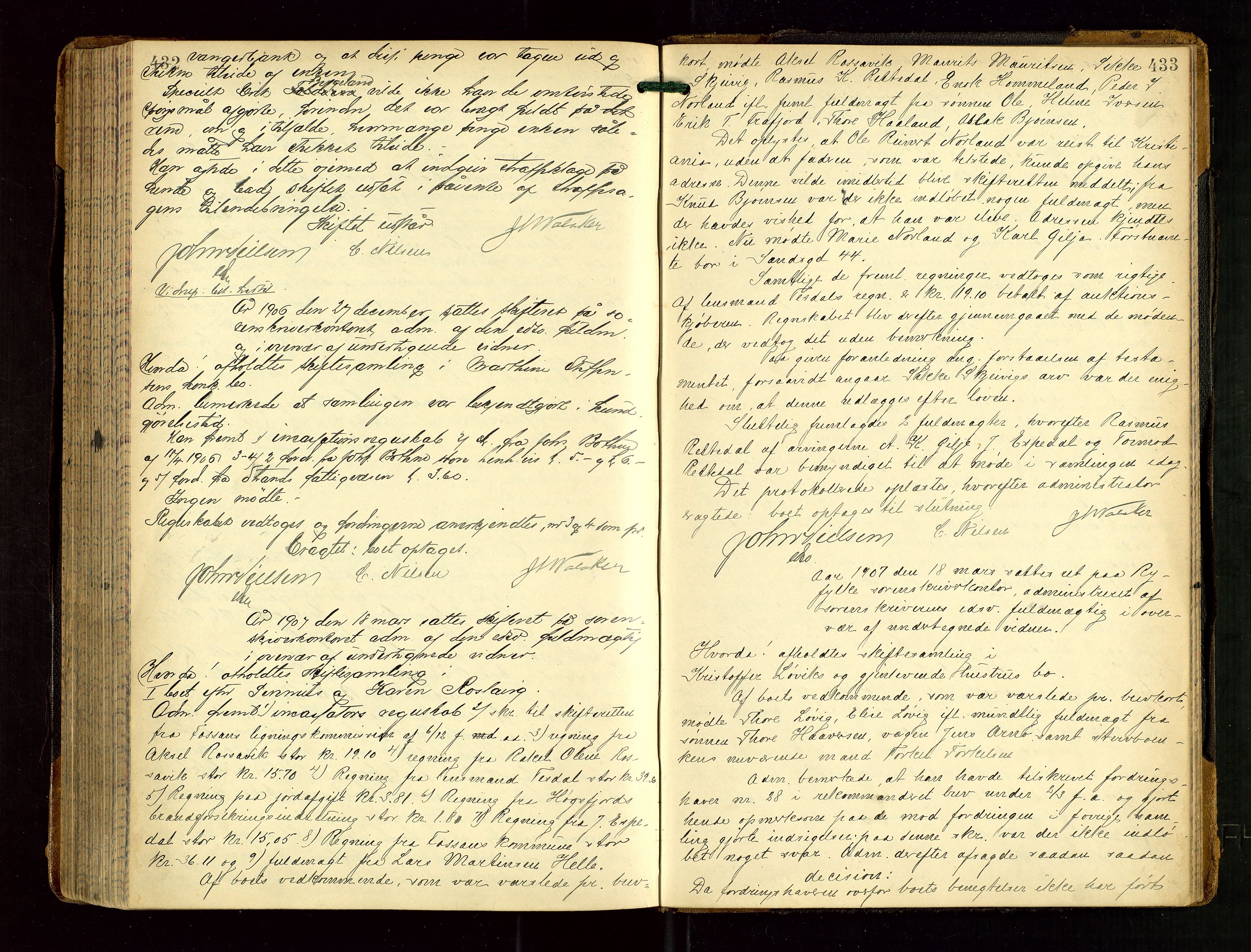 Ryfylke tingrett, AV/SAST-A-100055/001/IV/IVF/L0014: Skifteforhandlingsprotokoll, 1902-1910, s. 432-433