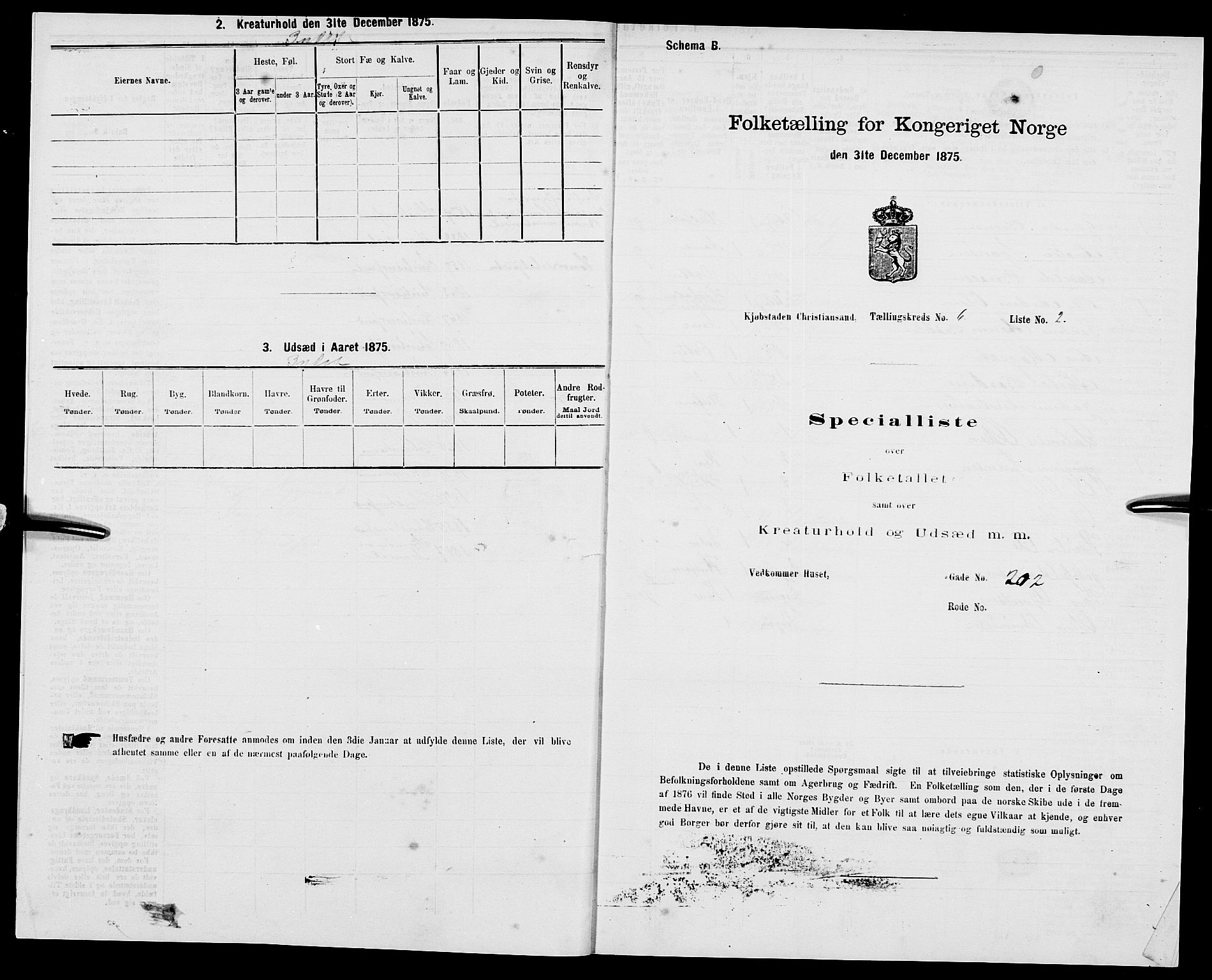 SAK, Folketelling 1875 for 1001P Kristiansand prestegjeld, 1875, s. 755