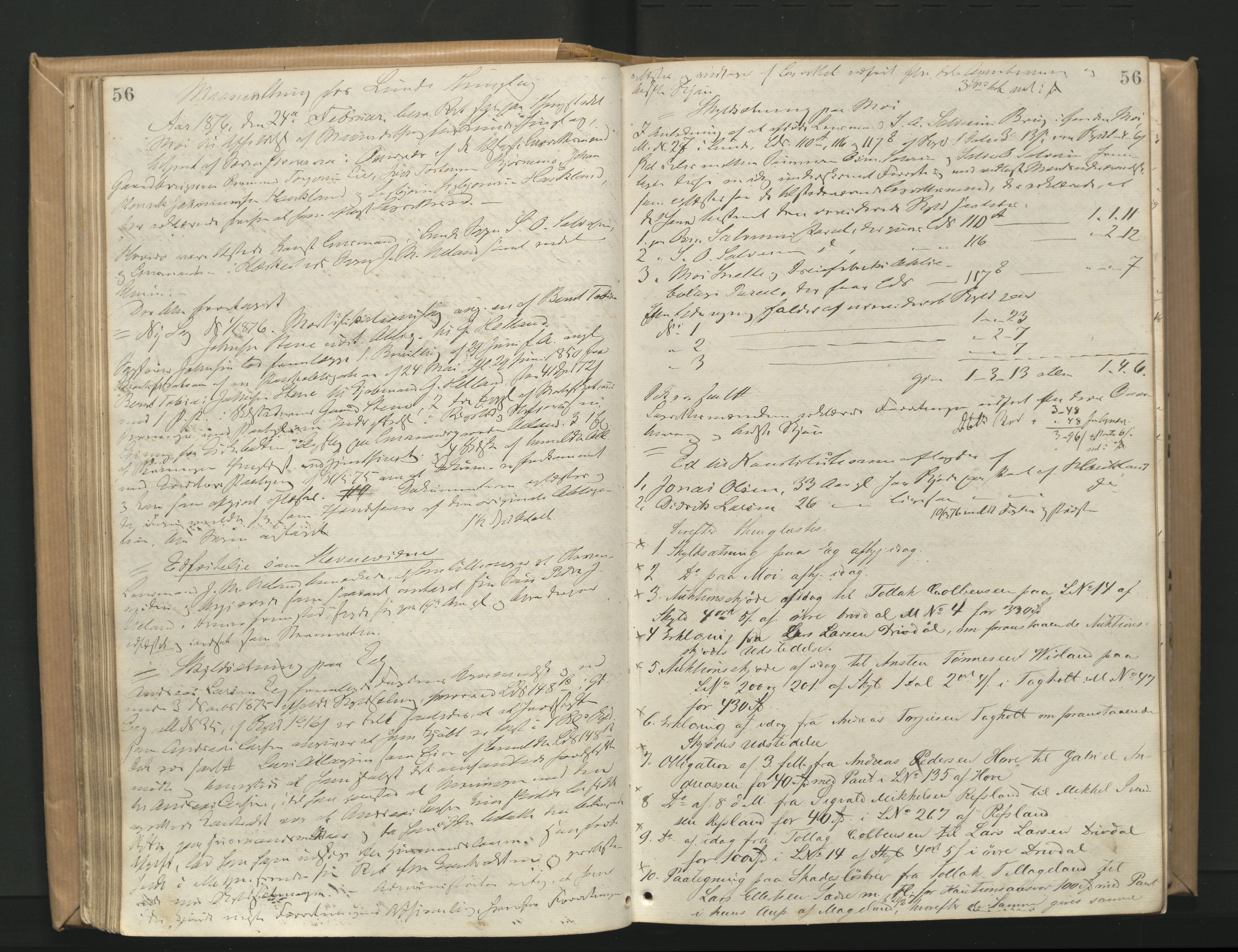 Dalane sorenskriveri, AV/SAST-A-100309/001/3/30/30BA/L0002: TINGBOK, 1875-1882, s. 56