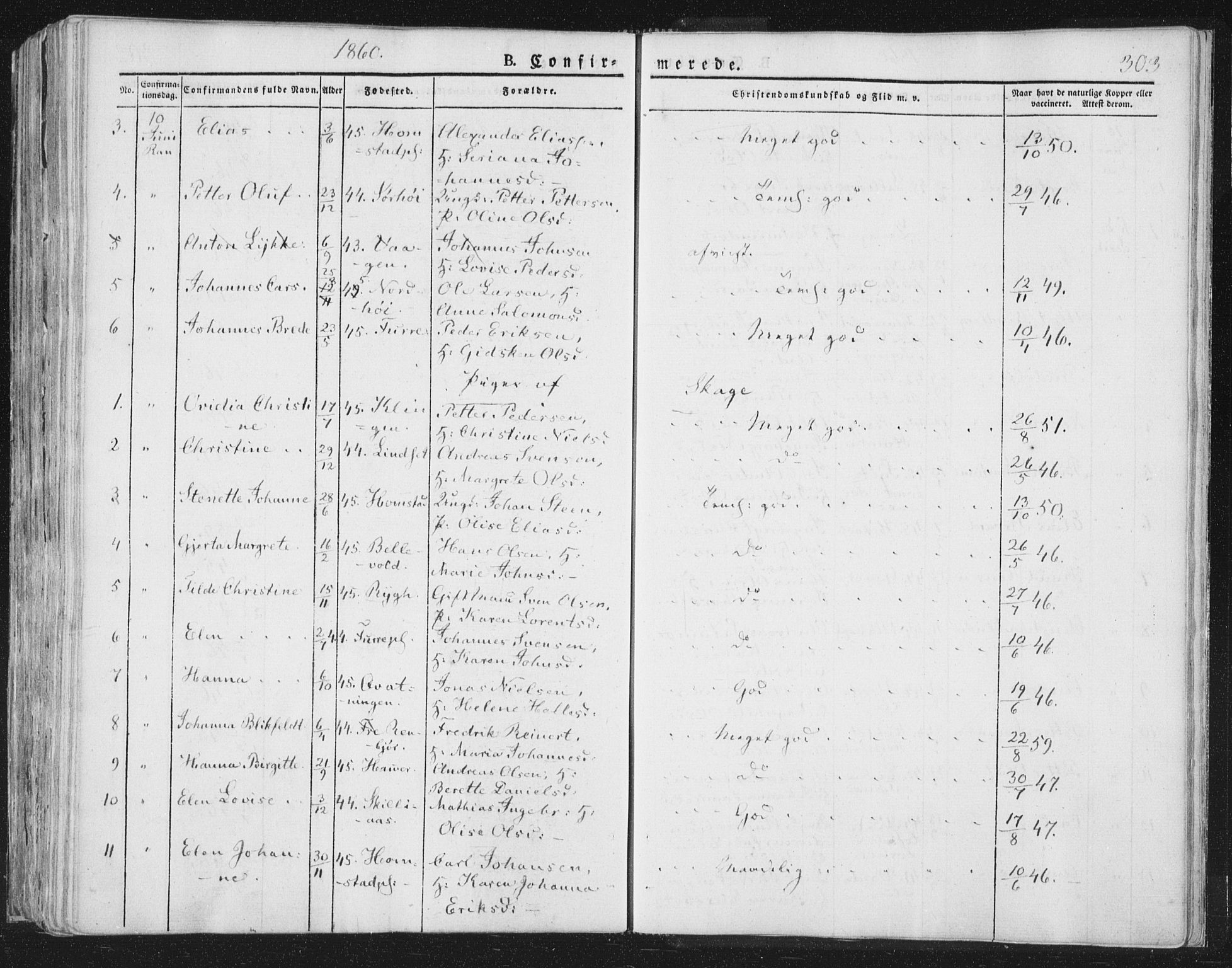 Ministerialprotokoller, klokkerbøker og fødselsregistre - Nord-Trøndelag, AV/SAT-A-1458/764/L0551: Ministerialbok nr. 764A07a, 1824-1864, s. 303