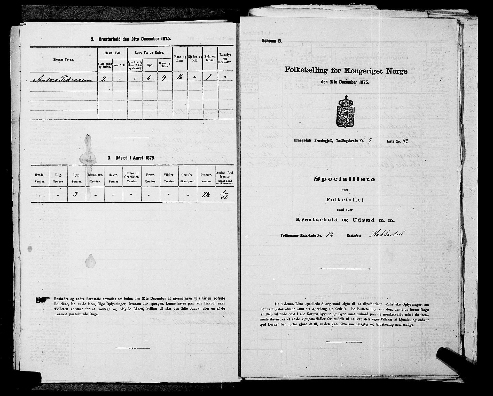 SAKO, Folketelling 1875 for 0817P Drangedal prestegjeld, 1875, s. 754