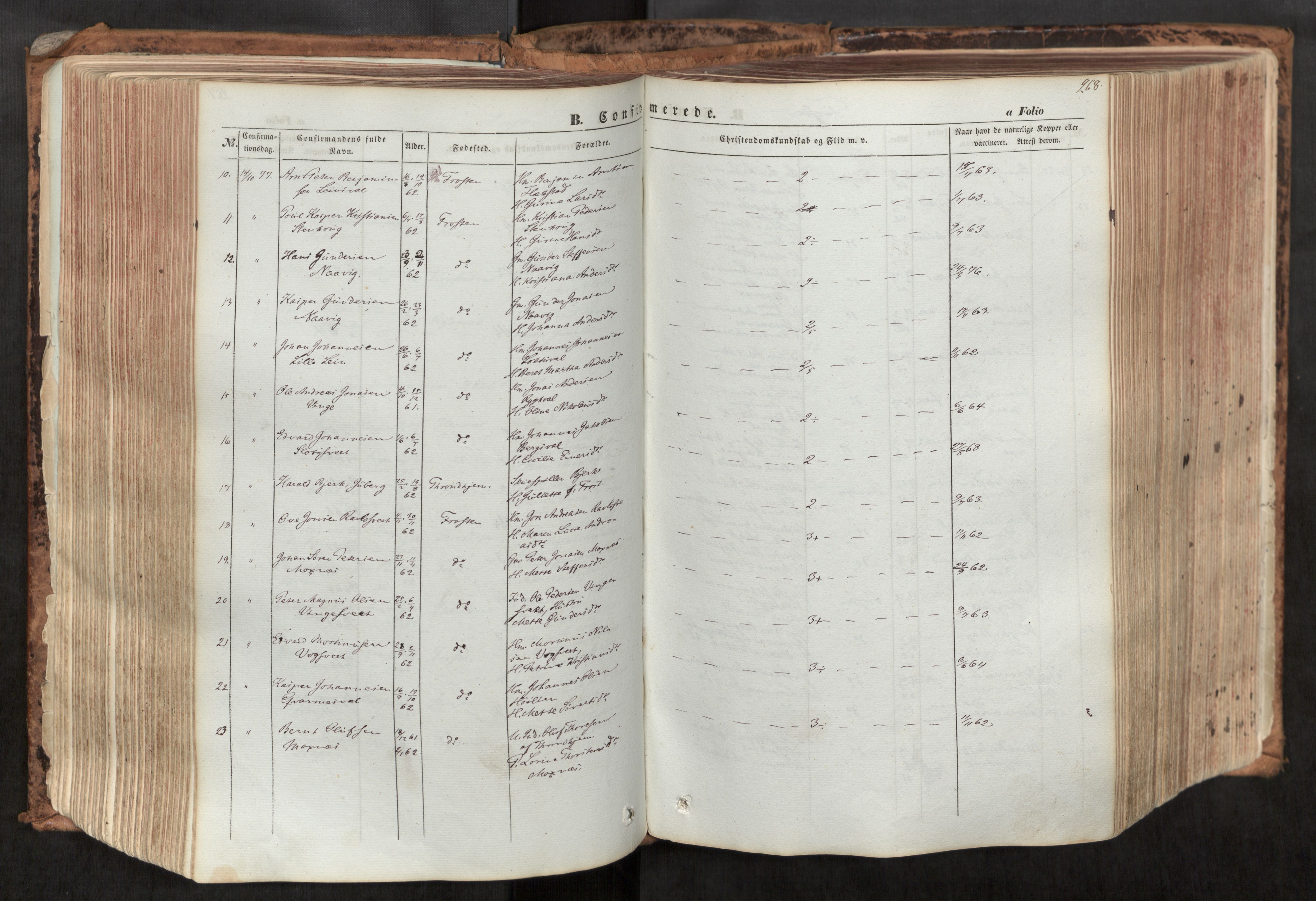 Ministerialprotokoller, klokkerbøker og fødselsregistre - Nord-Trøndelag, AV/SAT-A-1458/713/L0116: Ministerialbok nr. 713A07, 1850-1877, s. 268