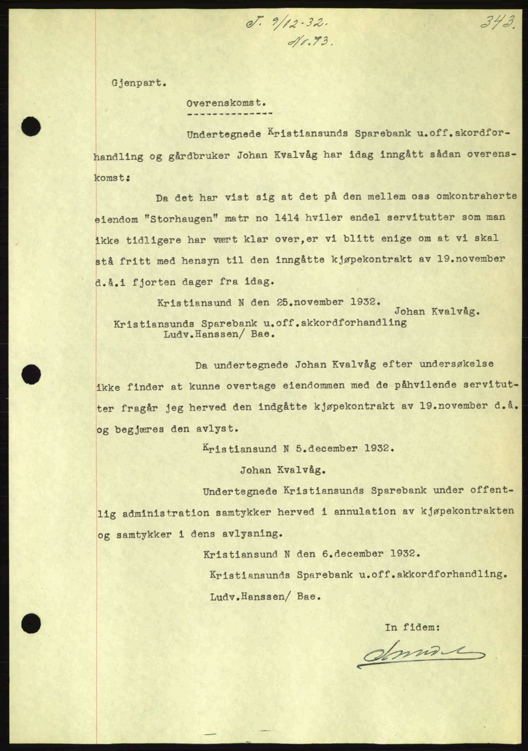 Kristiansund byfogd, AV/SAT-A-4587/A/27: Pantebok nr. 26, 1931-1933, Tingl.dato: 09.12.1932