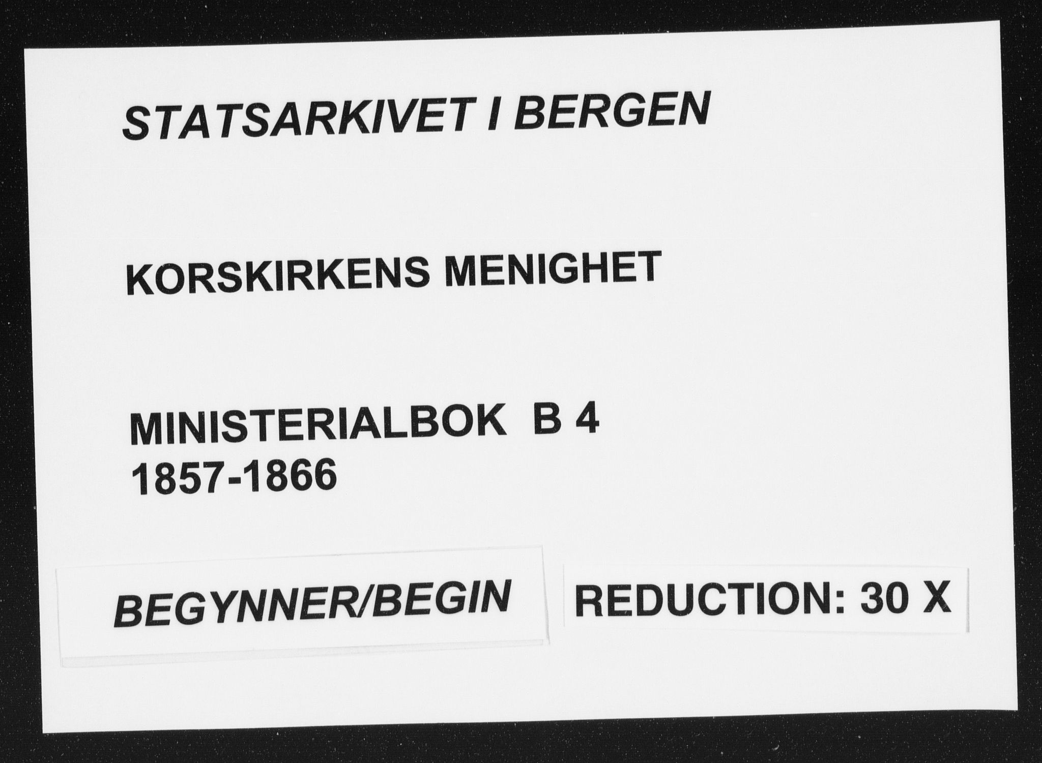 Korskirken sokneprestembete, AV/SAB-A-76101/H/Haa/L0018: Ministerialbok nr. B 4, 1857-1866