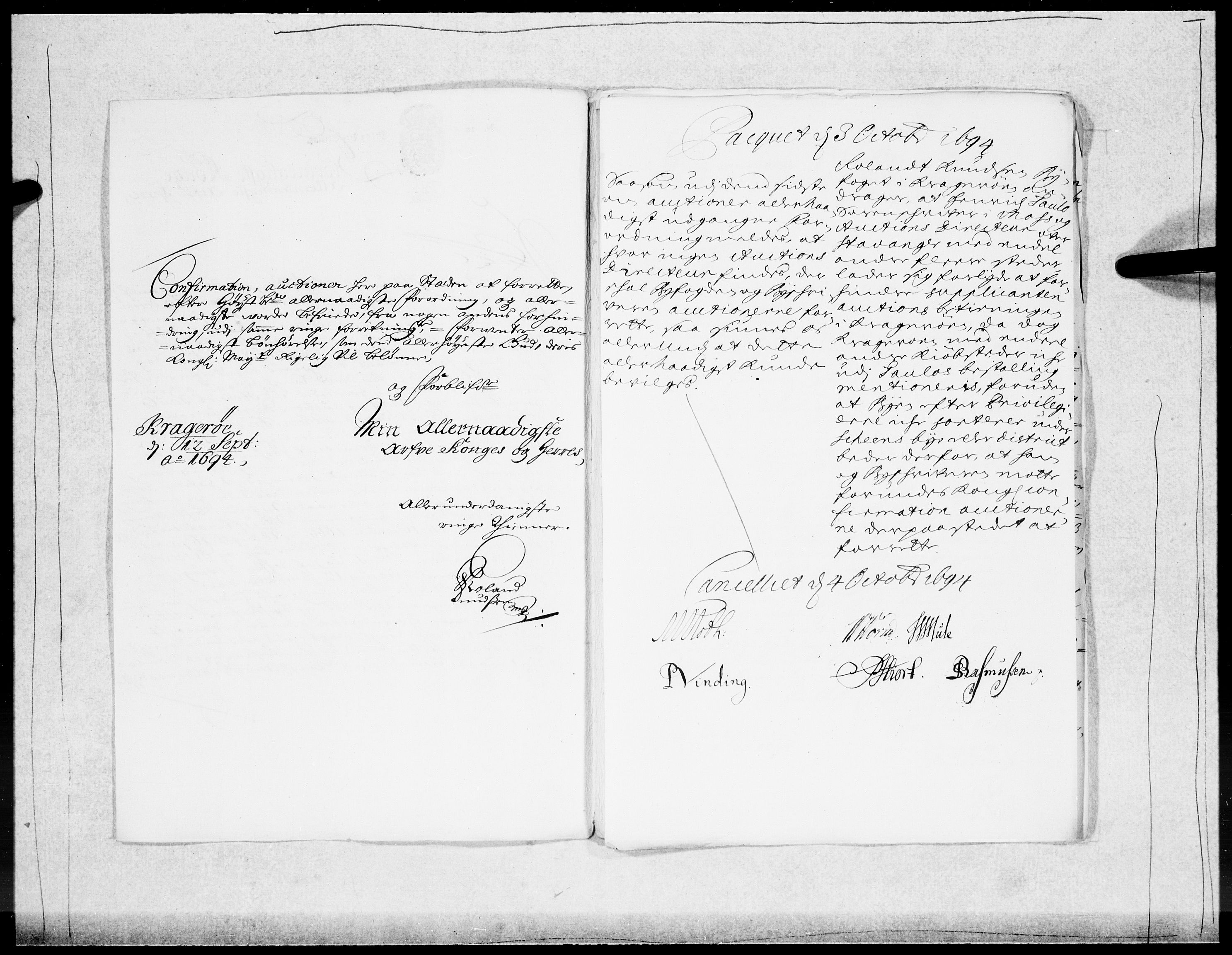 Danske Kanselli 1572-1799, AV/RA-EA-3023/F/Fc/Fcc/Fcca/L0046: Norske innlegg 1572-1799, 1693-1695, s. 225