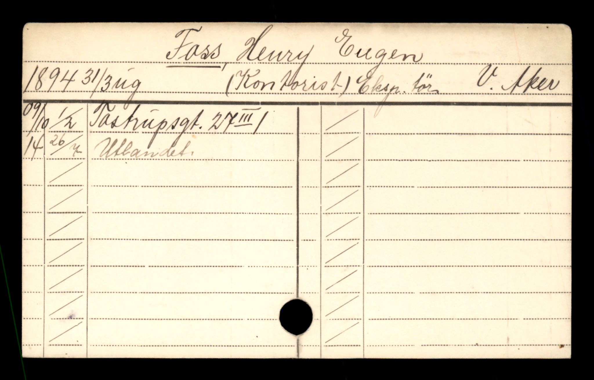 Oslo folkeregister, Registerkort, AV/SAO-A-11715/D/Da/L0021: Menn: Foss Henry - Frost August, 1906-1919