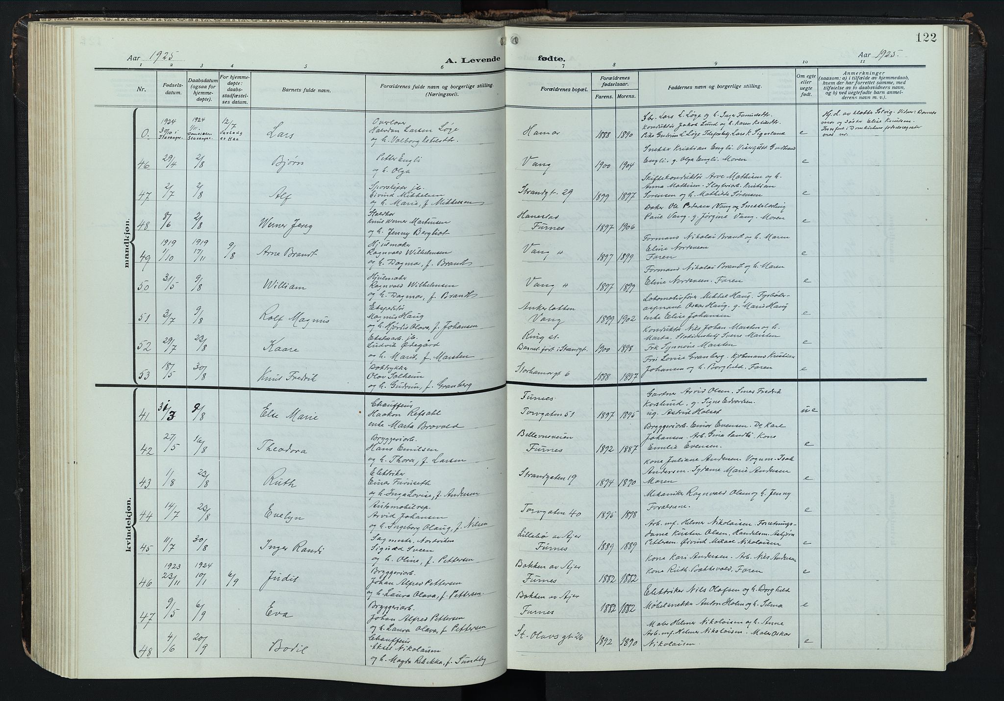Hamar prestekontor, AV/SAH-DOMPH-002/H/Ha/Hab/L0004: Klokkerbok nr. 4, 1915-1942, s. 122