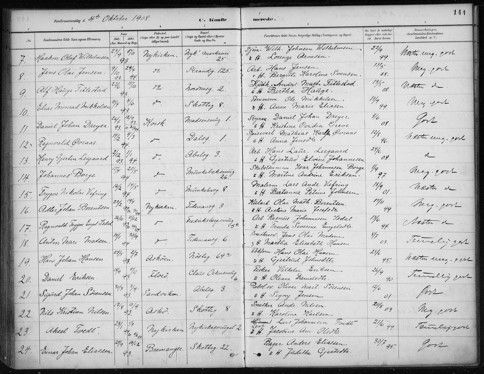 Nykirken Sokneprestembete, AV/SAB-A-77101/H/Haa/L0027: Ministerialbok nr. C 6, 1886-1913, s. 144