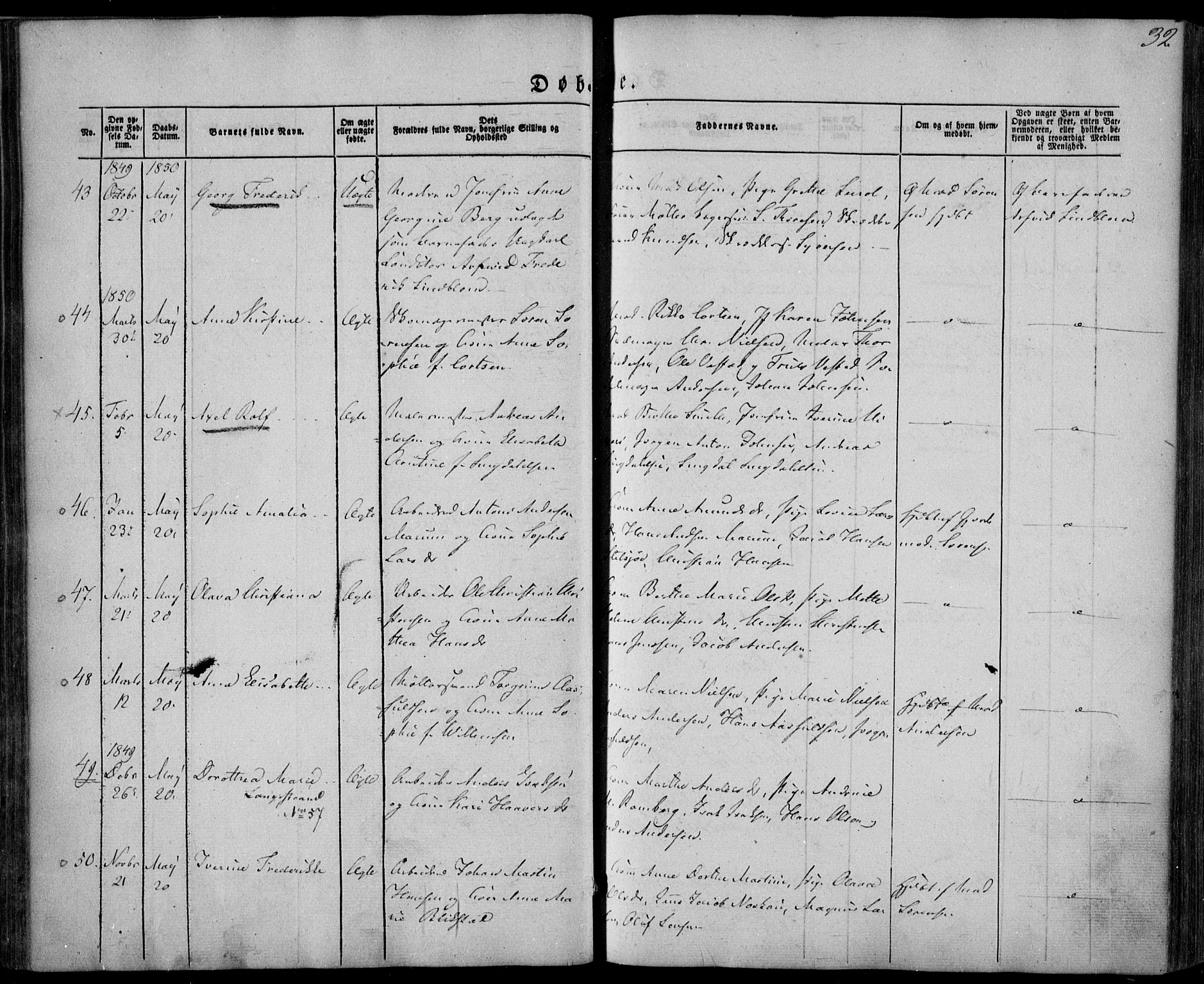 Larvik kirkebøker, AV/SAKO-A-352/F/Fa/L0003: Ministerialbok nr. I 3, 1848-1856, s. 32