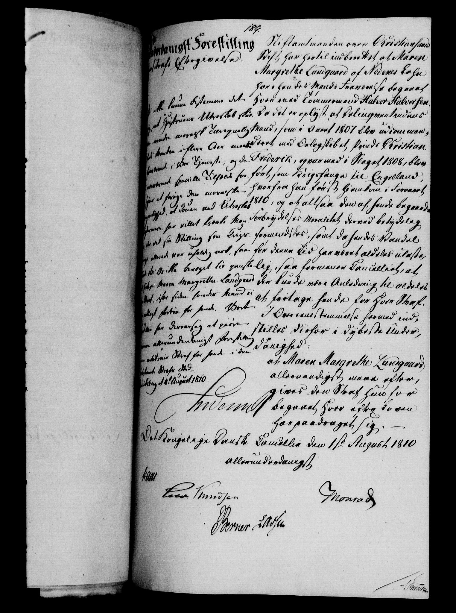 Danske Kanselli 1800-1814, AV/RA-EA-3024/H/Hf/Hfa/Hfab/L0011: Forestillinger, 1810, s. 213b