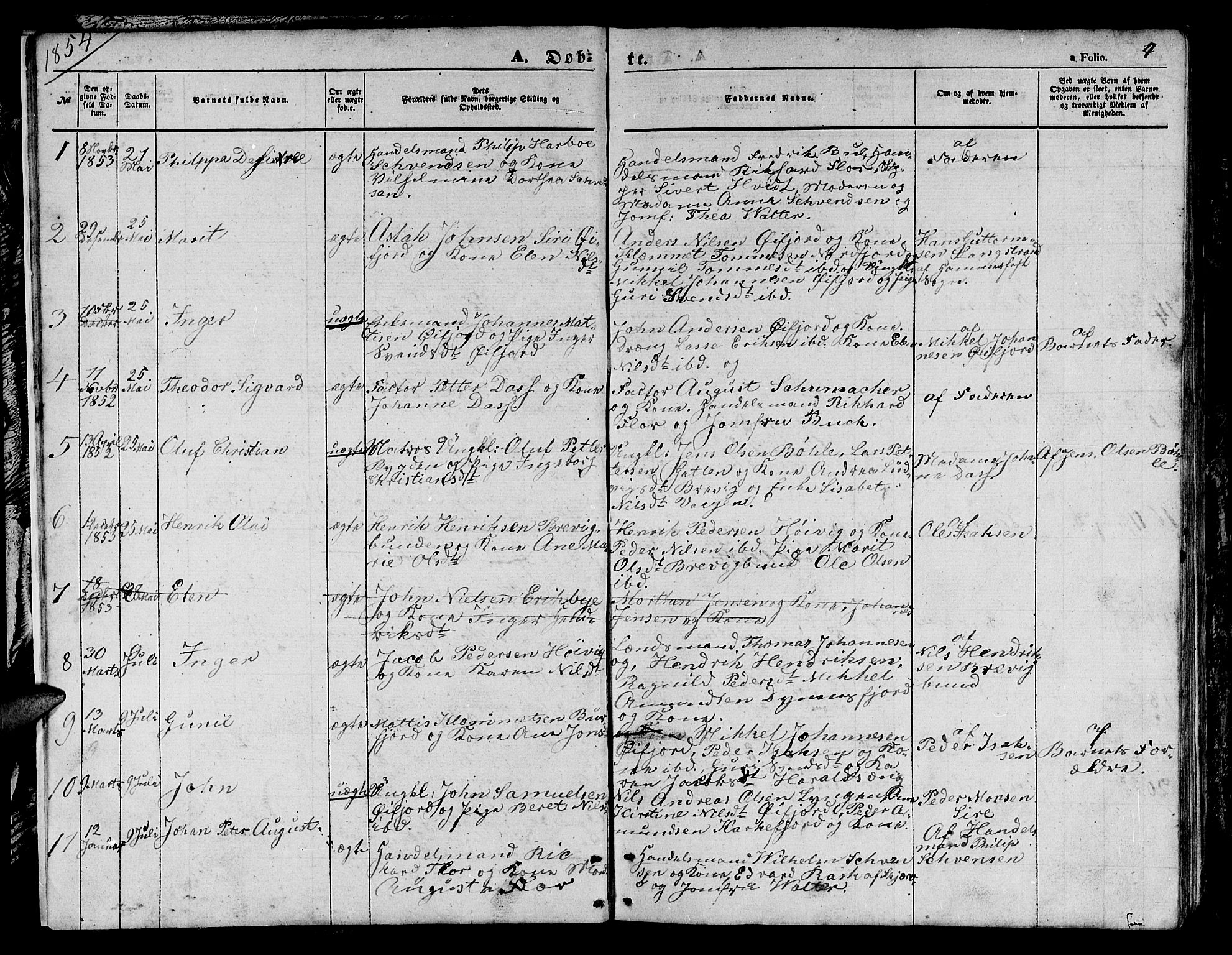 Loppa sokneprestkontor, AV/SATØ-S-1339/H/Hb/L0003klokker: Klokkerbok nr. 3, 1853-1880, s. 4