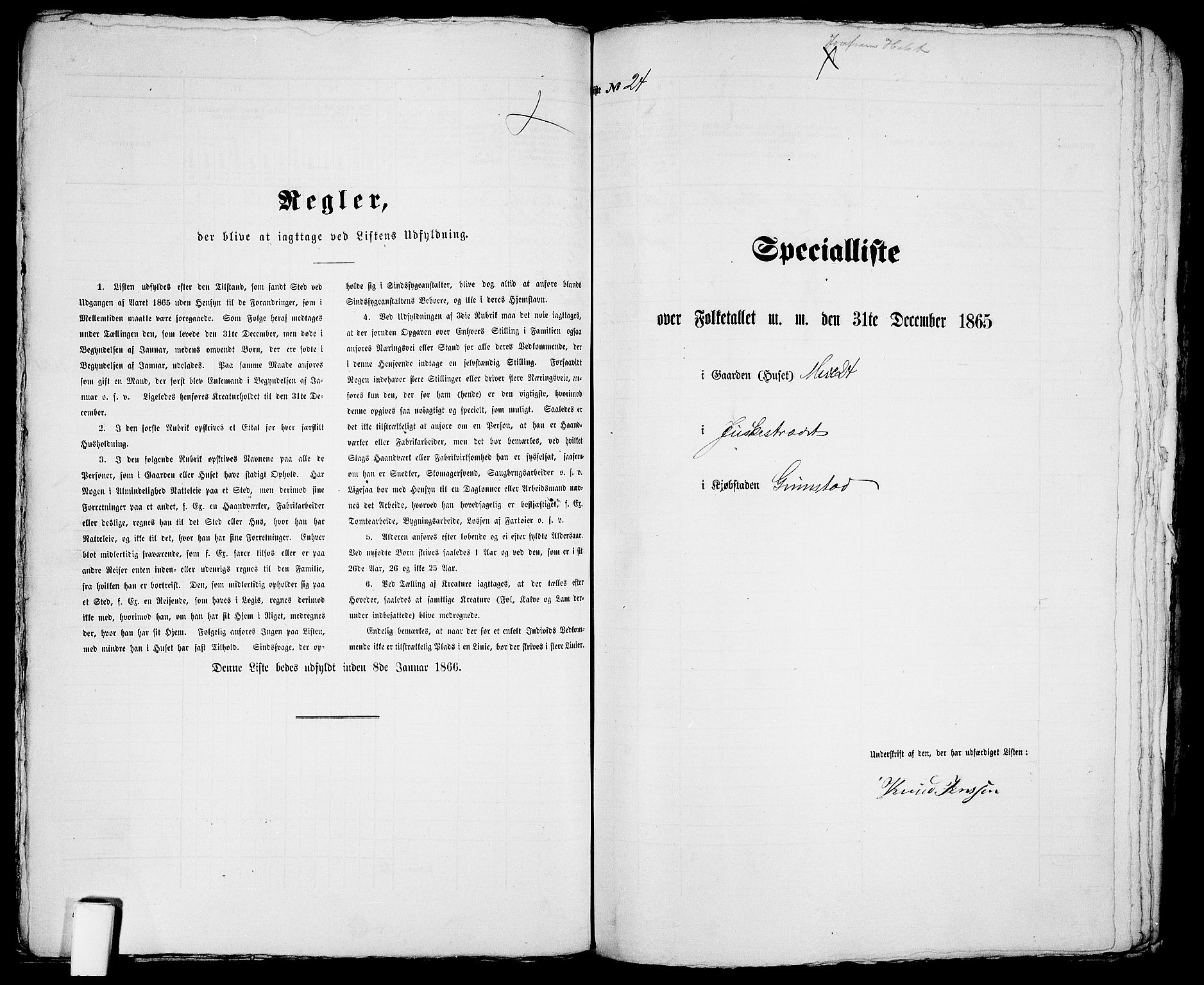 RA, Folketelling 1865 for 0904B Fjære prestegjeld, Grimstad kjøpstad, 1865, s. 54