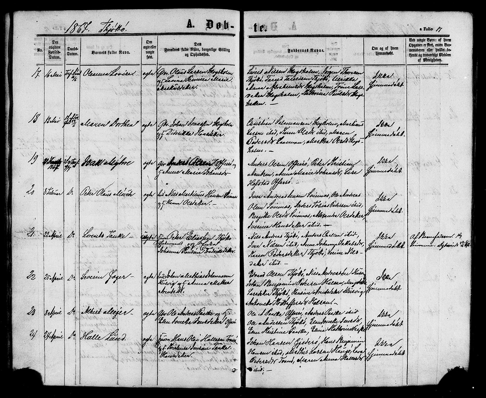 Ministerialprotokoller, klokkerbøker og fødselsregistre - Nordland, AV/SAT-A-1459/817/L0262: Ministerialbok nr. 817A03/ 1, 1862-1877, s. 17