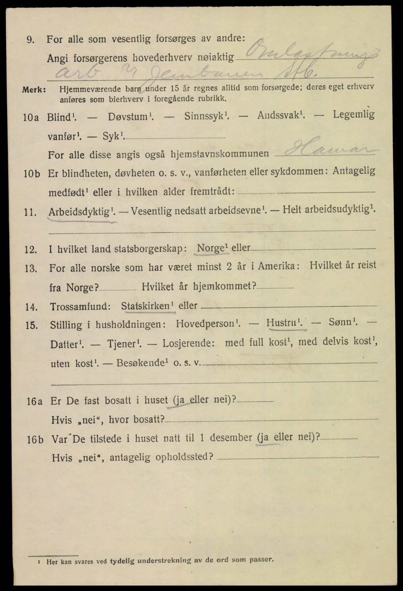SAH, Folketelling 1920 for 0401 Hamar kjøpstad, 1920, s. 9050