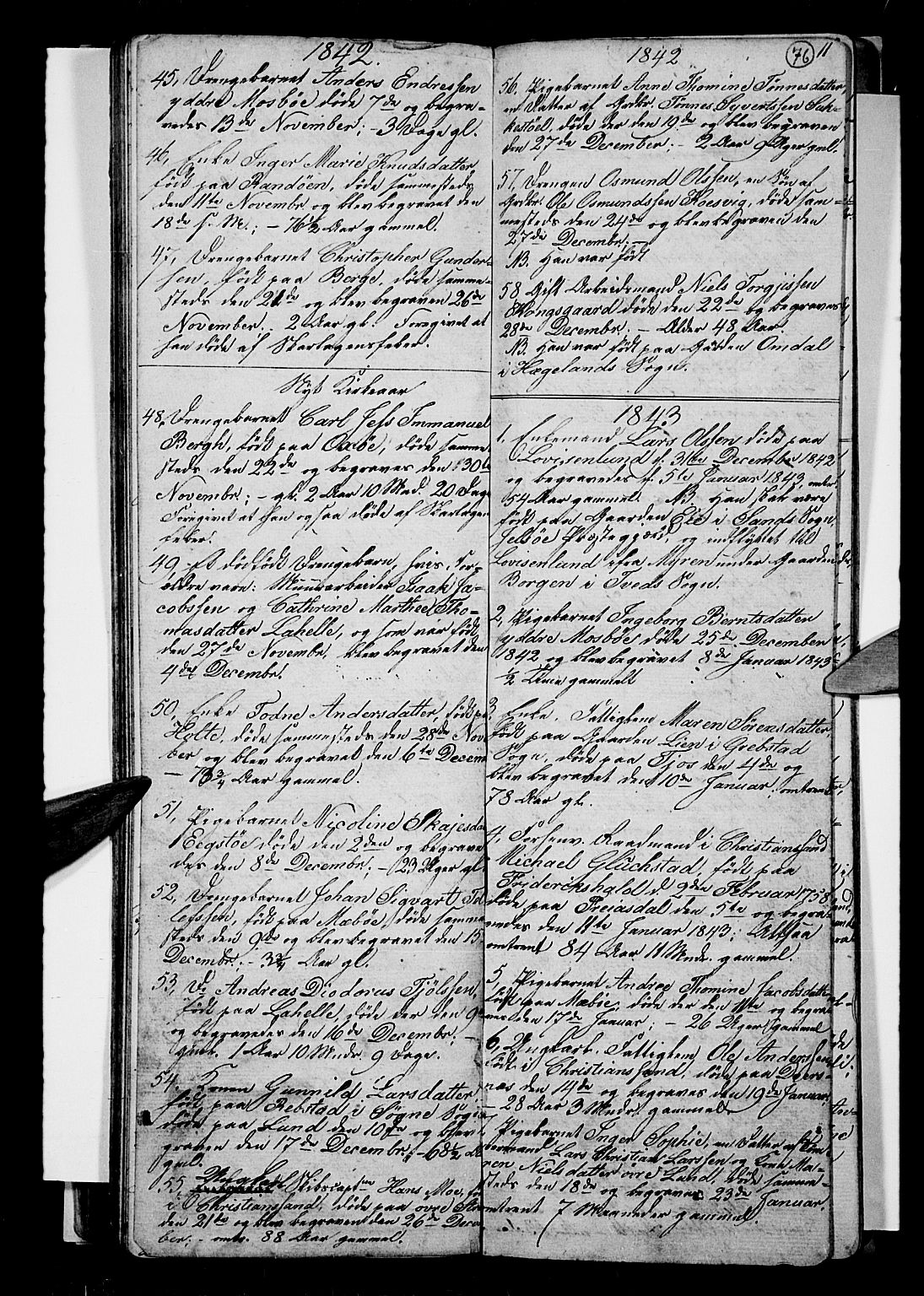 Oddernes sokneprestkontor, AV/SAK-1111-0033/F/Fb/Fba/L0004: Klokkerbok nr. B 4, 1837-1846, s. 76