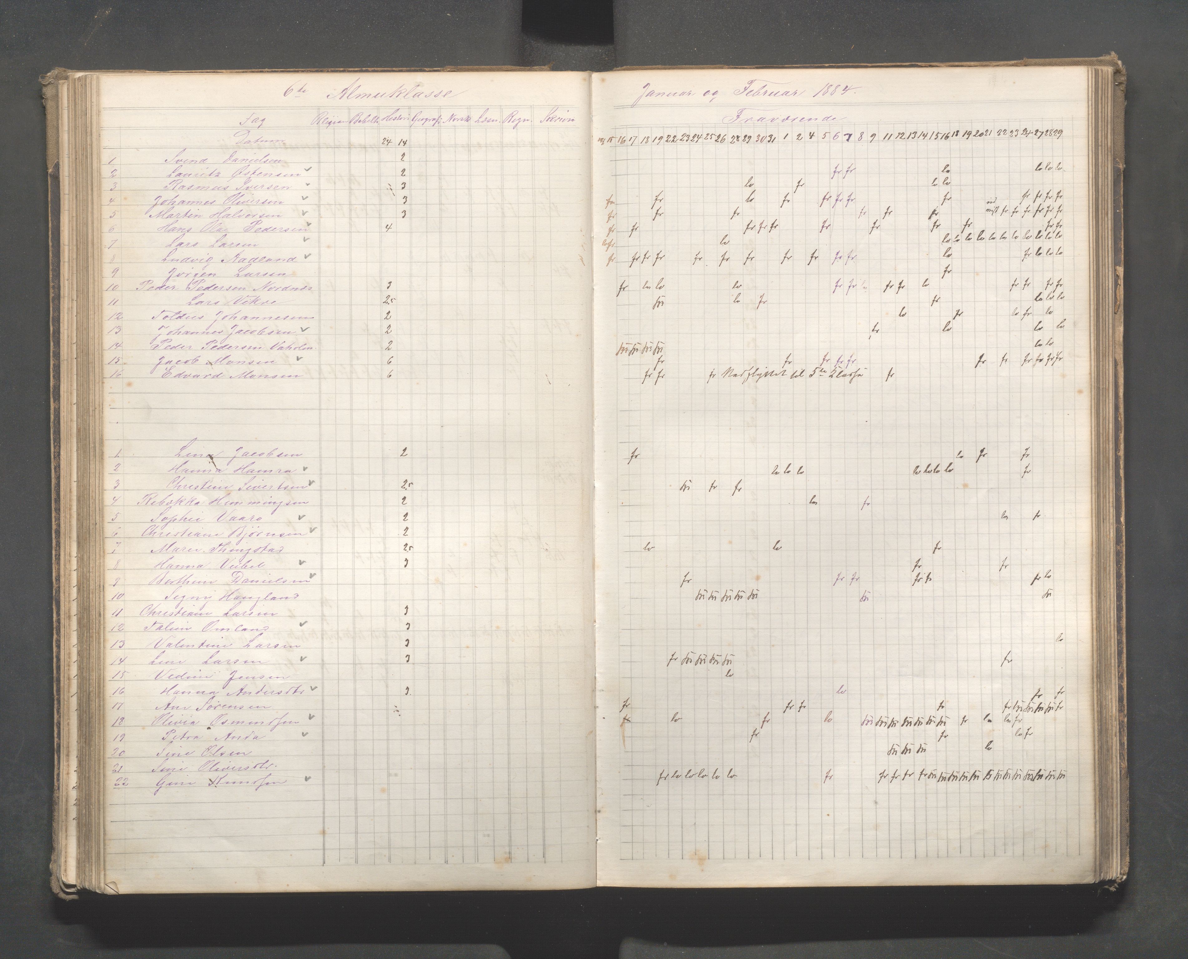 Skudeneshavn kommune - Skudeneshavn skole, IKAR/A-373/F/L0007: Karakterprotokoll, 1878-1890, s. 108