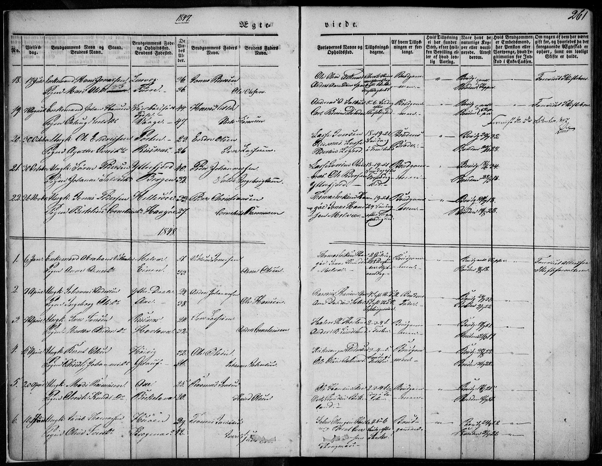 Askvoll sokneprestembete, AV/SAB-A-79501/H/Haa/Haaa/L0011/0002: Ministerialbok nr. A 11 II, 1845-1878, s. 261