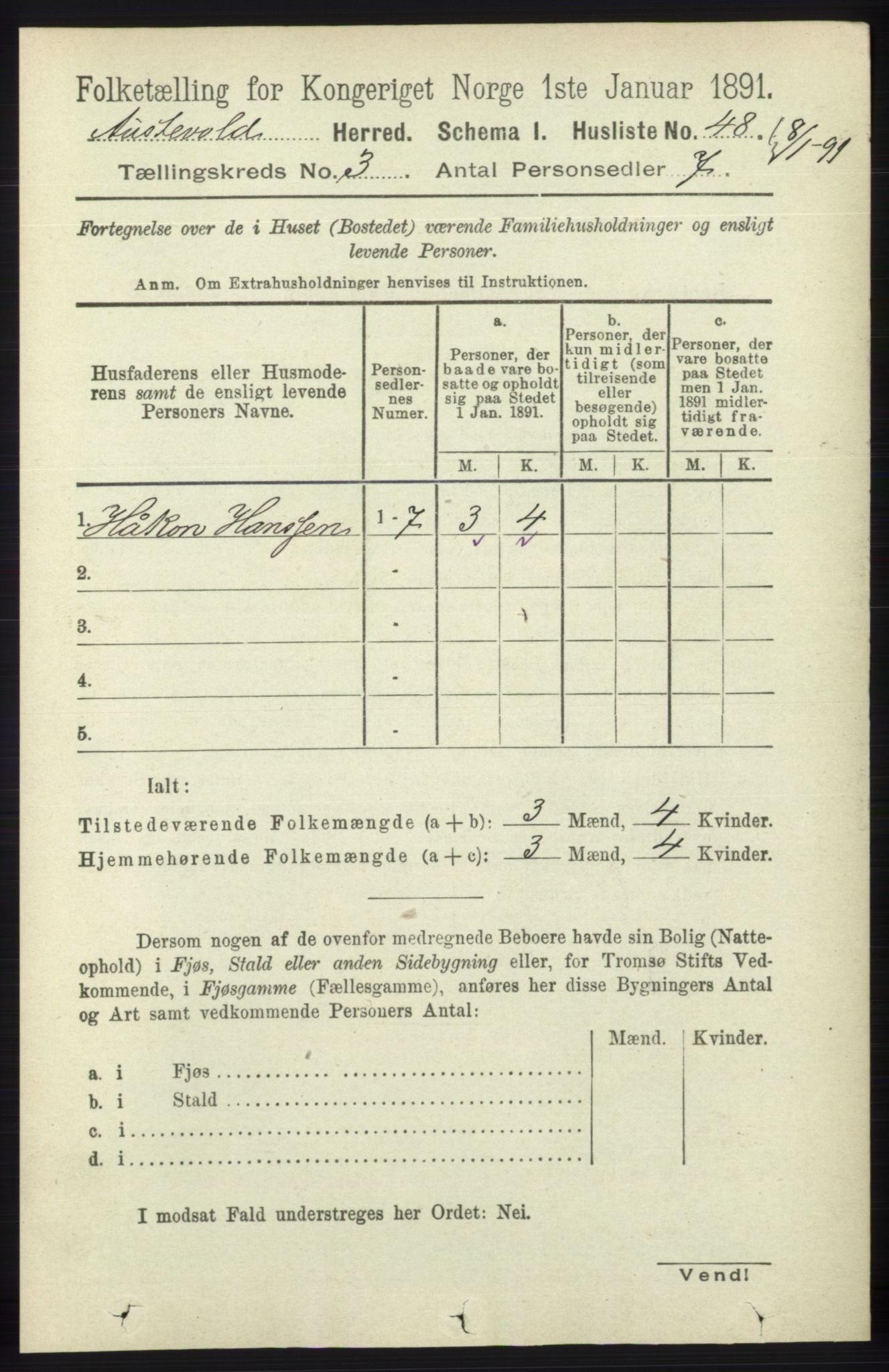 RA, Folketelling 1891 for 1244 Austevoll herred, 1891, s. 945