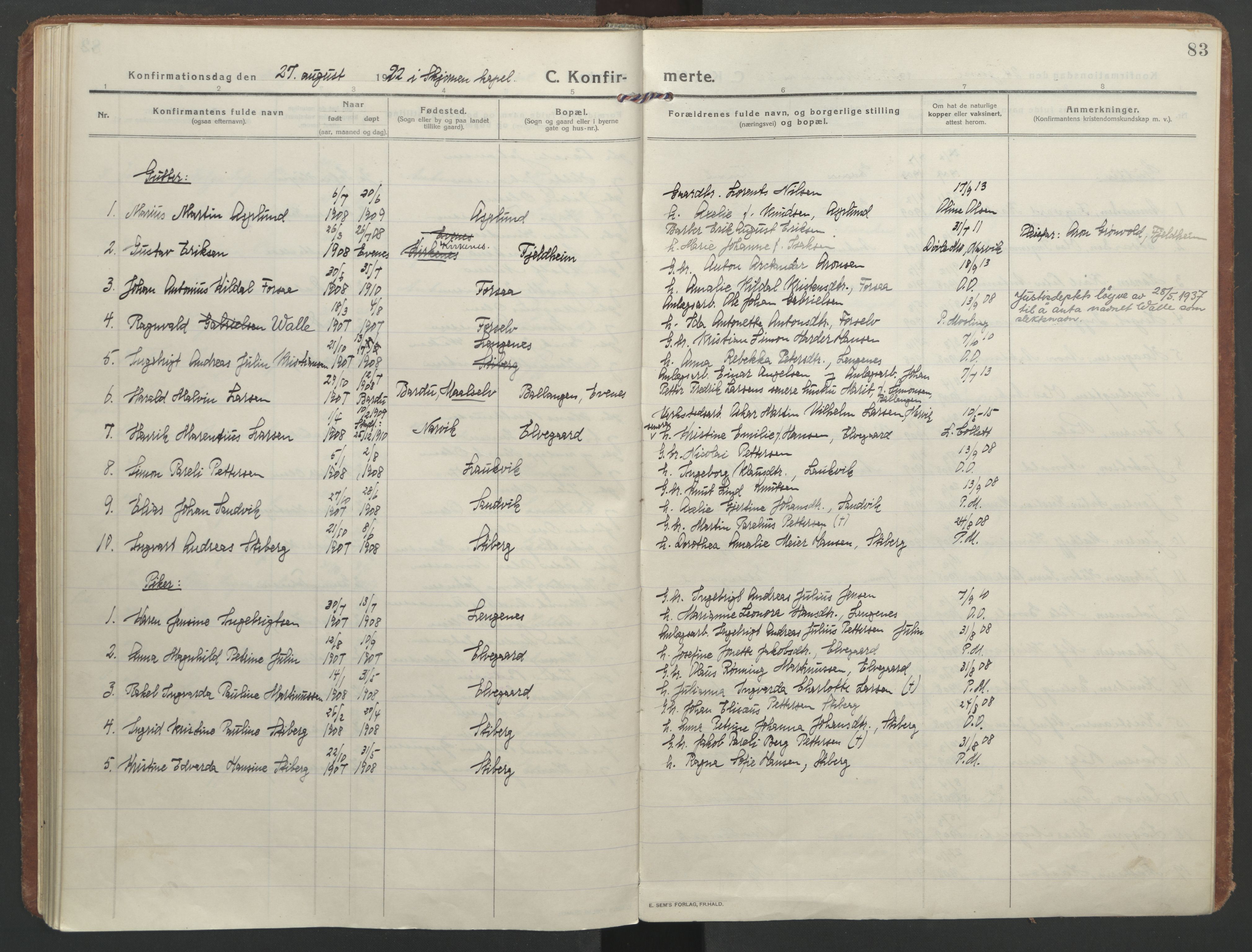 Ministerialprotokoller, klokkerbøker og fødselsregistre - Nordland, AV/SAT-A-1459/866/L0944: Ministerialbok nr. 866A07, 1906-1926, s. 83