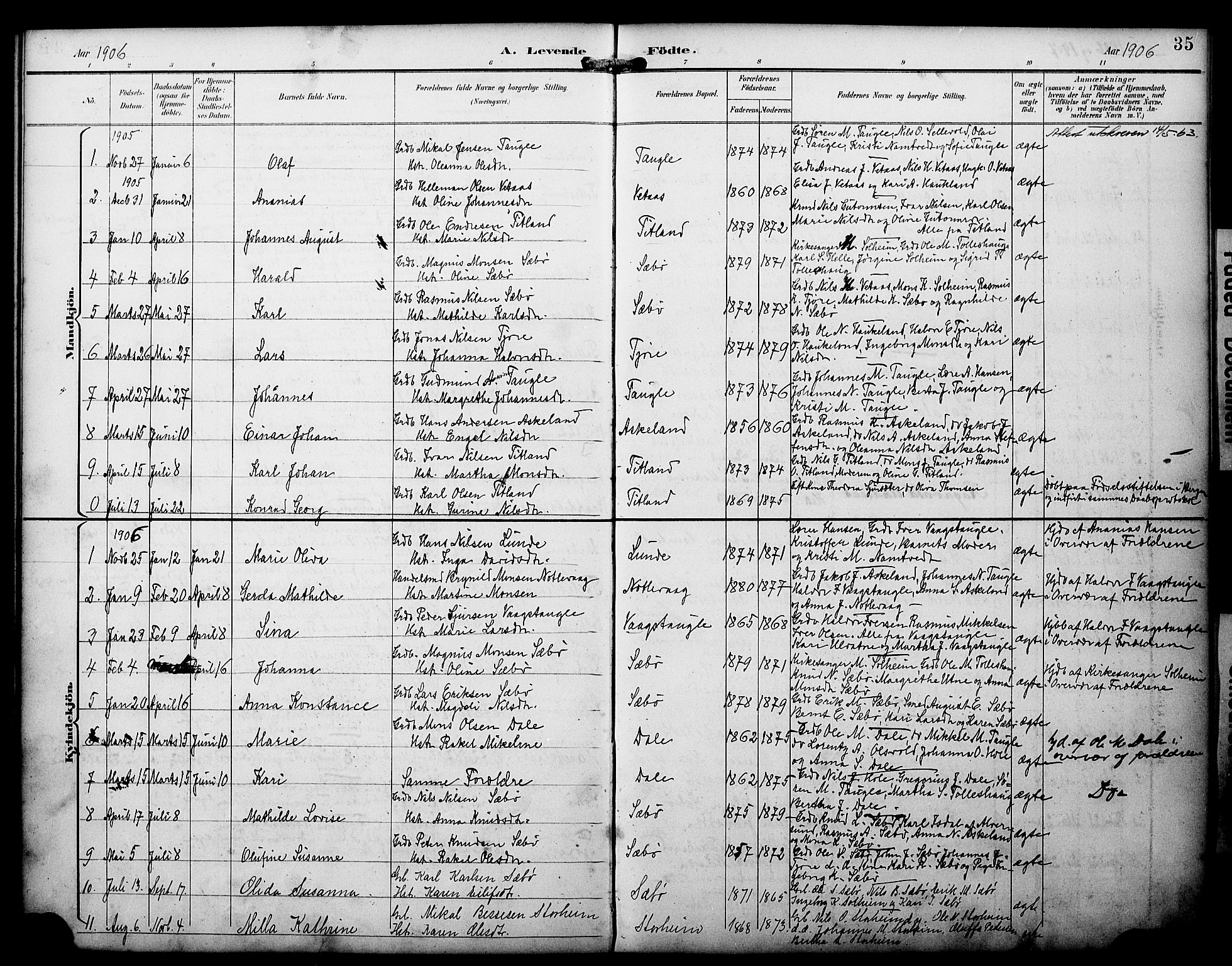 Manger sokneprestembete, AV/SAB-A-76801/H/Haa: Ministerialbok nr. D 2, 1894-1908, s. 35