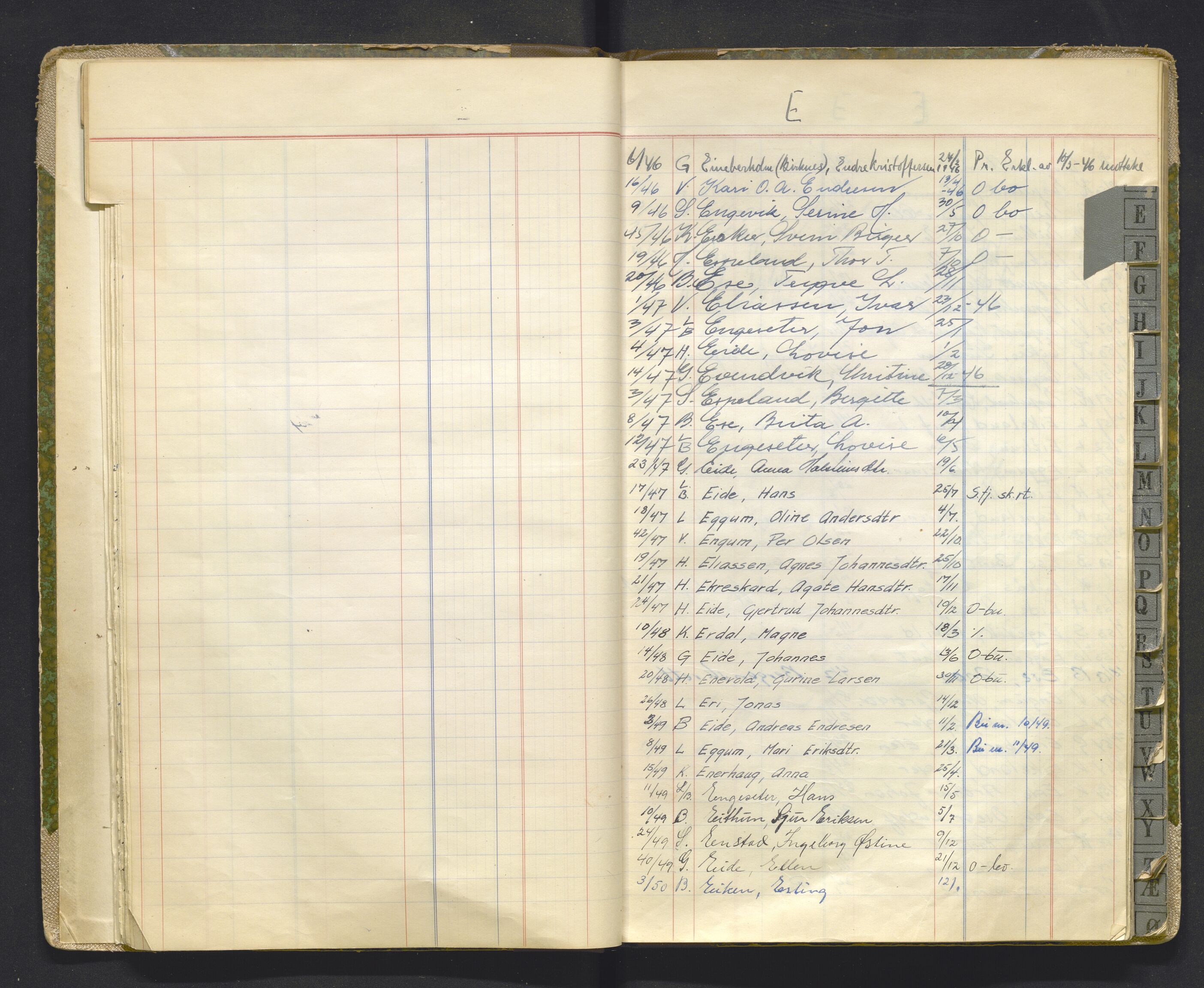 Ytre Sogn tingrett, AV/SAB-A-2601/1/H/Hh/L0002: Dødsfallsregister, 1946-1958
