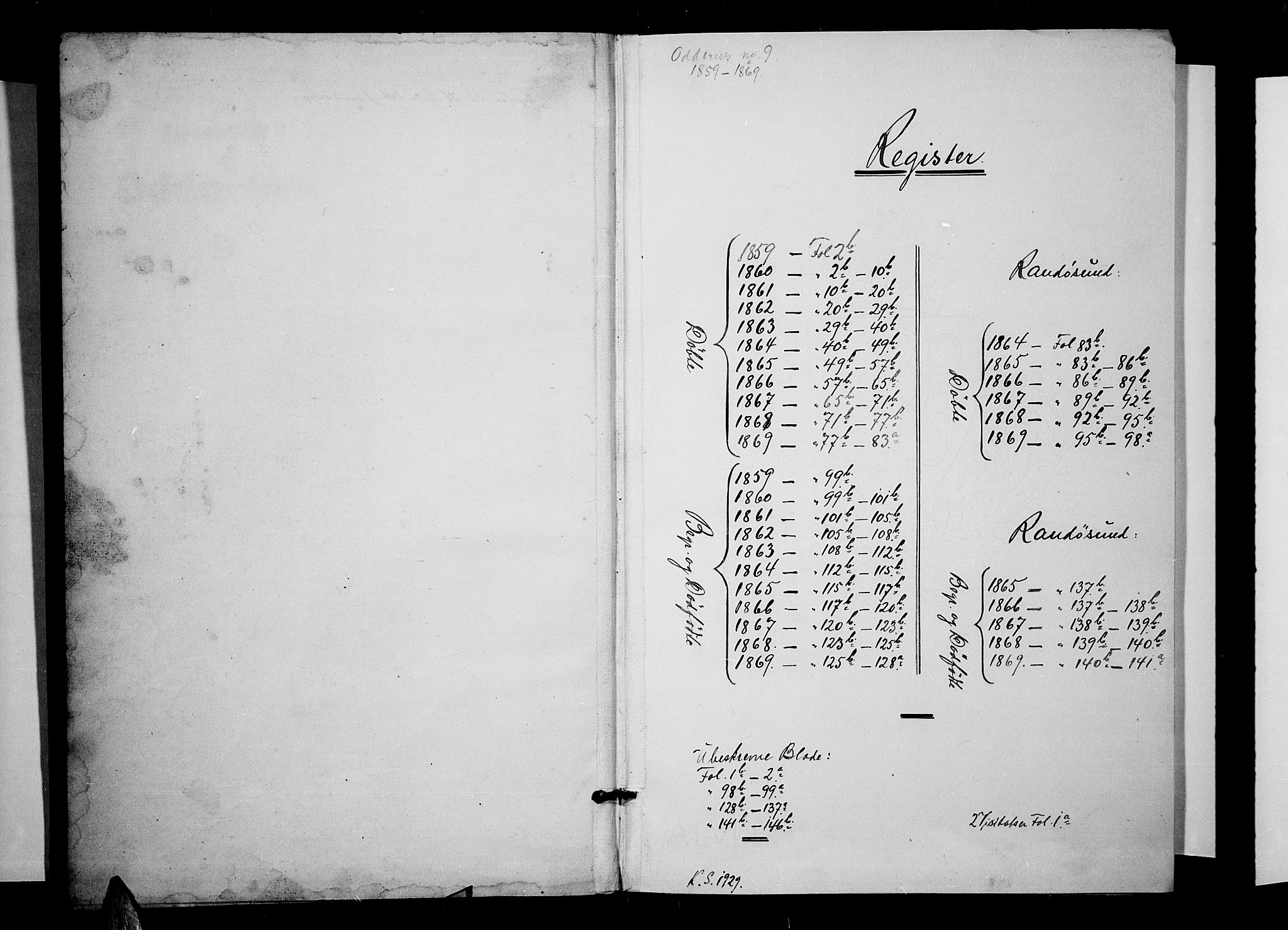Oddernes sokneprestkontor, AV/SAK-1111-0033/F/Fb/Fba/L0006: Klokkerbok nr. B 6 /2, 1865-1869