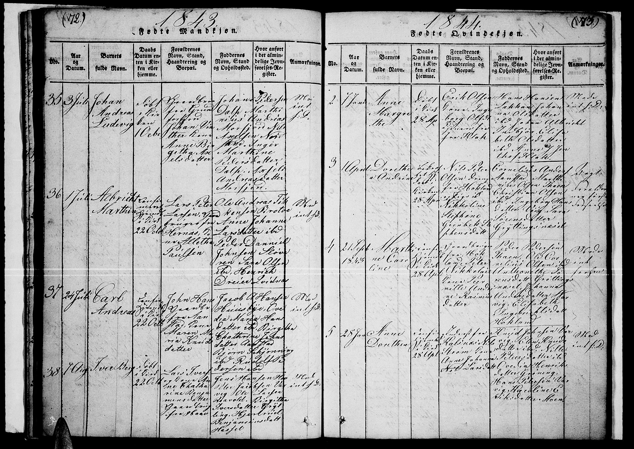 Ministerialprotokoller, klokkerbøker og fødselsregistre - Nordland, AV/SAT-A-1459/888/L1263: Klokkerbok nr. 888C02 /1, 1820-1850, s. 72-73
