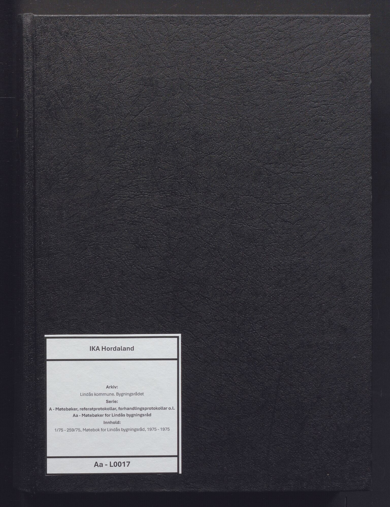 Lindås kommune. Bygningsrådet, IKAH/1263-511/A/Aa/L0017: Møtebok for Lindås bygningsråd, 1975