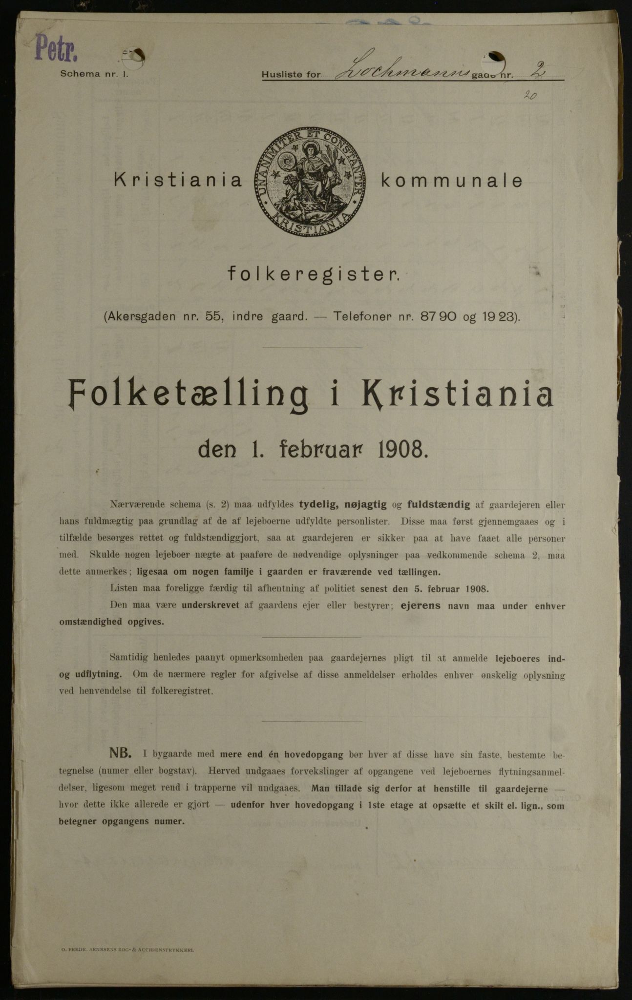 OBA, Kommunal folketelling 1.2.1908 for Kristiania kjøpstad, 1908, s. 73440