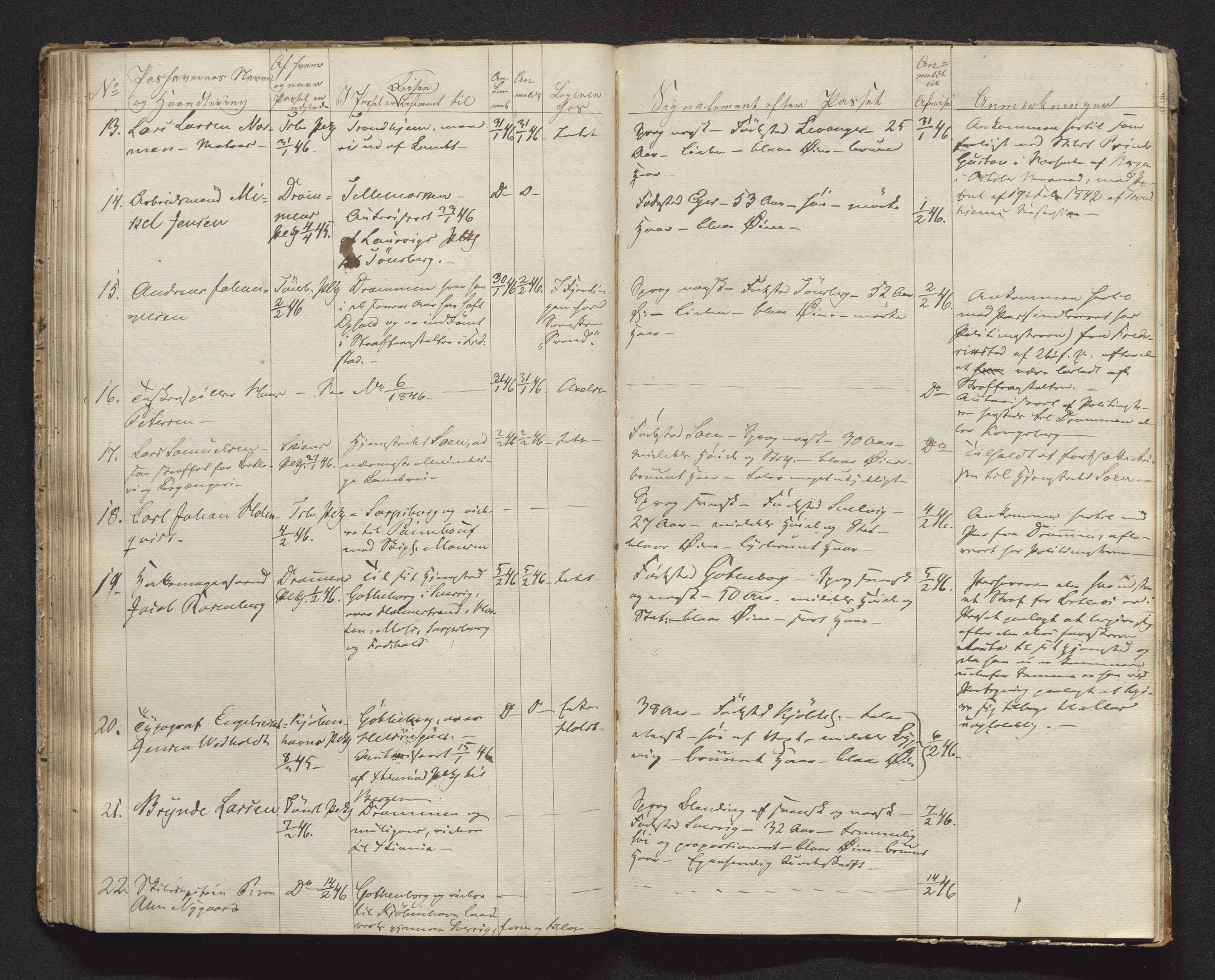 Tønsberg byfogd, AV/SAKO-A-224/N/Nb/L0003: Passjournal, 1839-1847