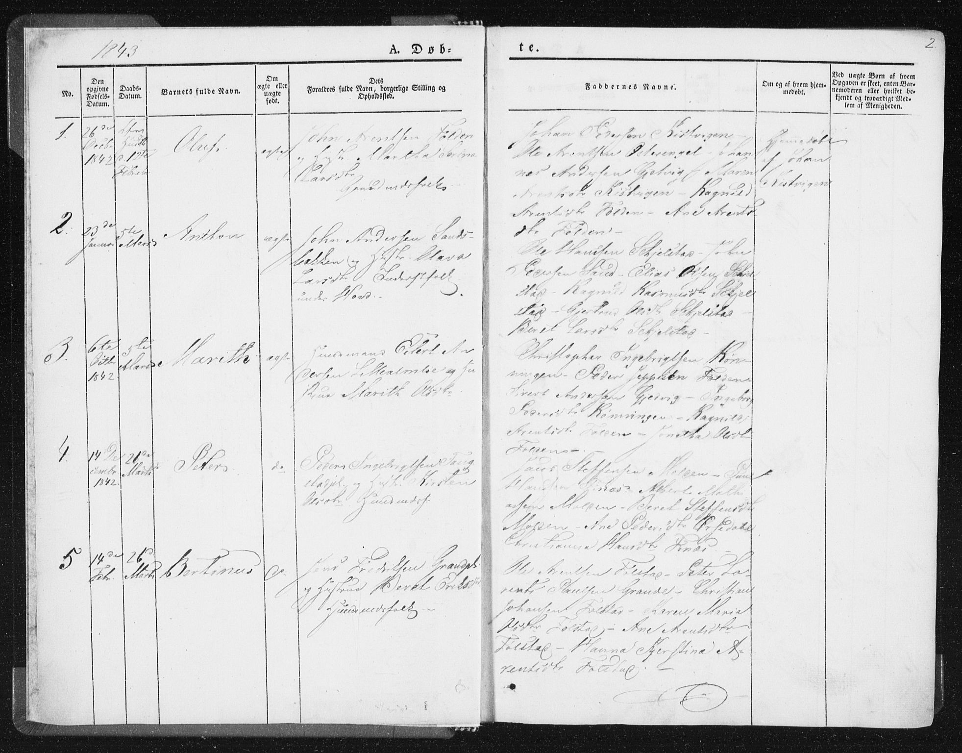 Ministerialprotokoller, klokkerbøker og fødselsregistre - Nord-Trøndelag, AV/SAT-A-1458/744/L0418: Ministerialbok nr. 744A02, 1843-1866, s. 2