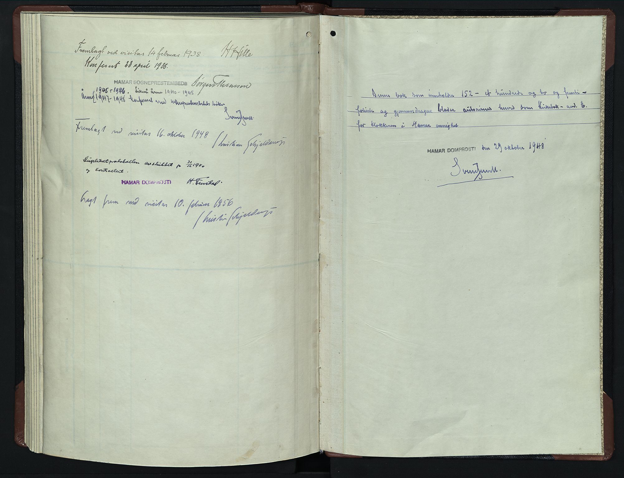 Hamar prestekontor, AV/SAH-DOMPH-002/H/Ha/Hab/L0007: Klokkerbok nr. 7, 1933-1950