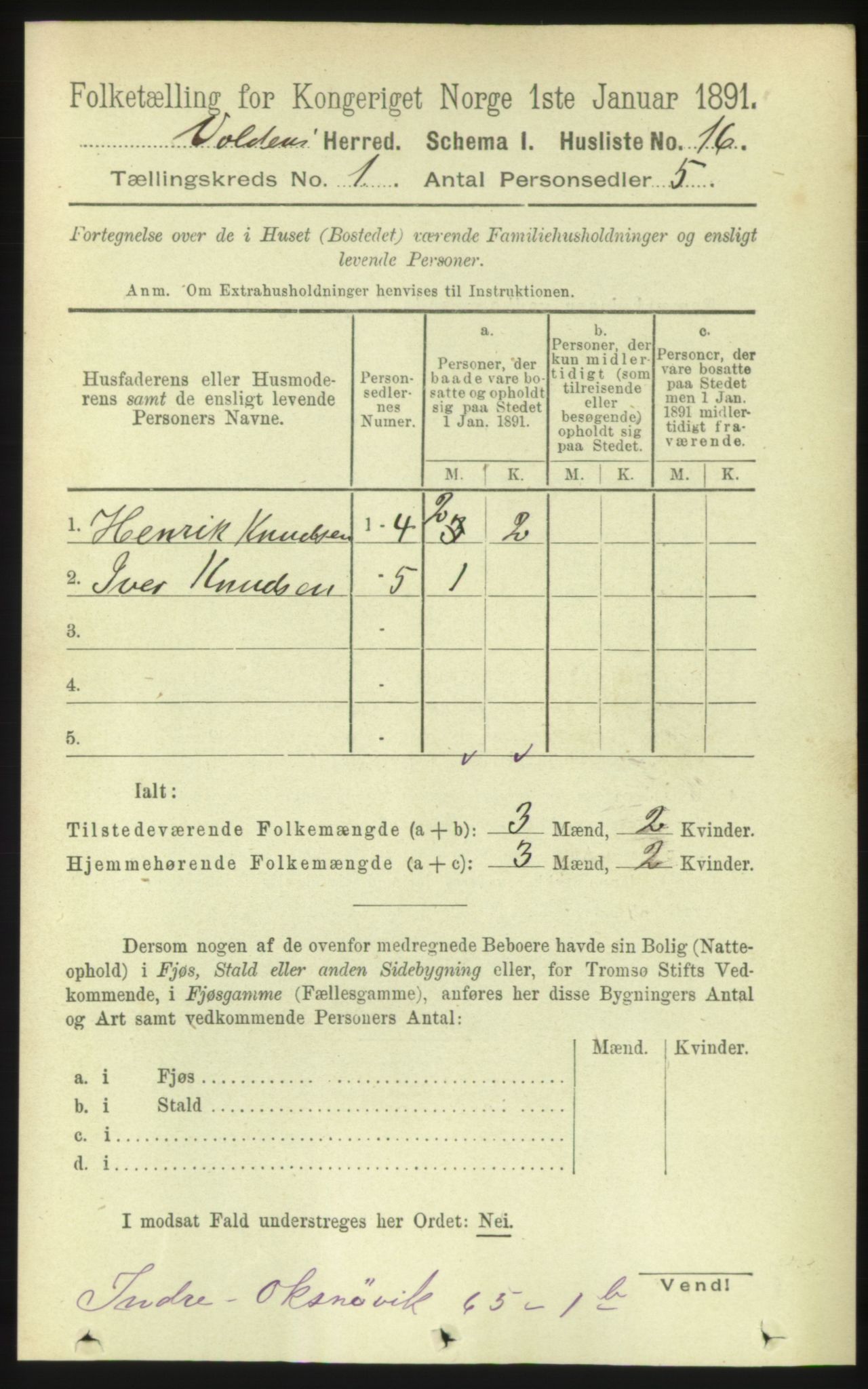 RA, Folketelling 1891 for 1519 Volda herred, 1891, s. 42