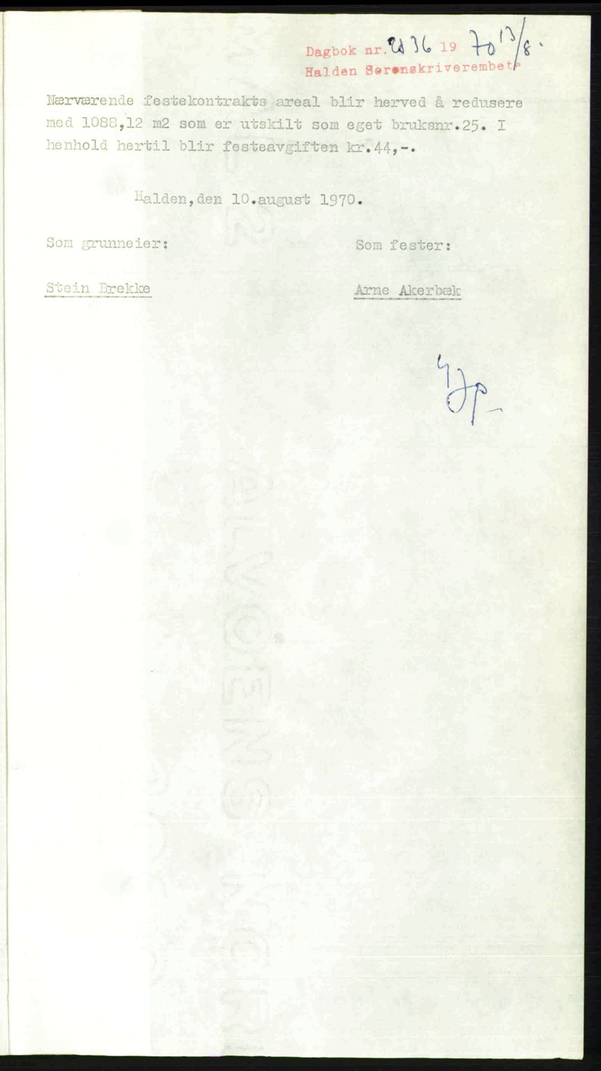 Idd og Marker sorenskriveri, SAO/A-10283/G/Gb/Gbb/L0012: Pantebok nr. A12, 1949-1949, Dagboknr: 2836/1970