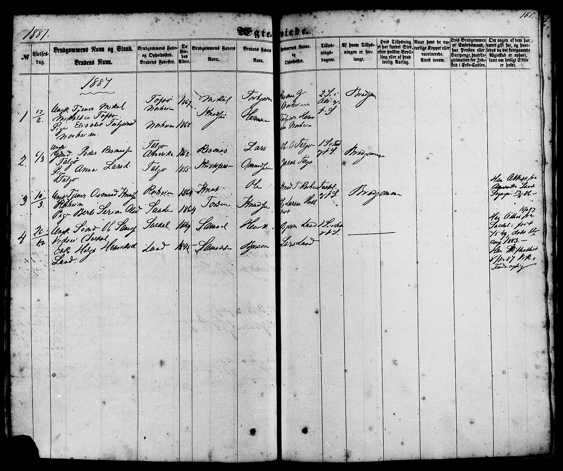 Nedstrand sokneprestkontor, SAST/A-101841/01/IV: Ministerialbok nr. A 10, 1861-1887, s. 161