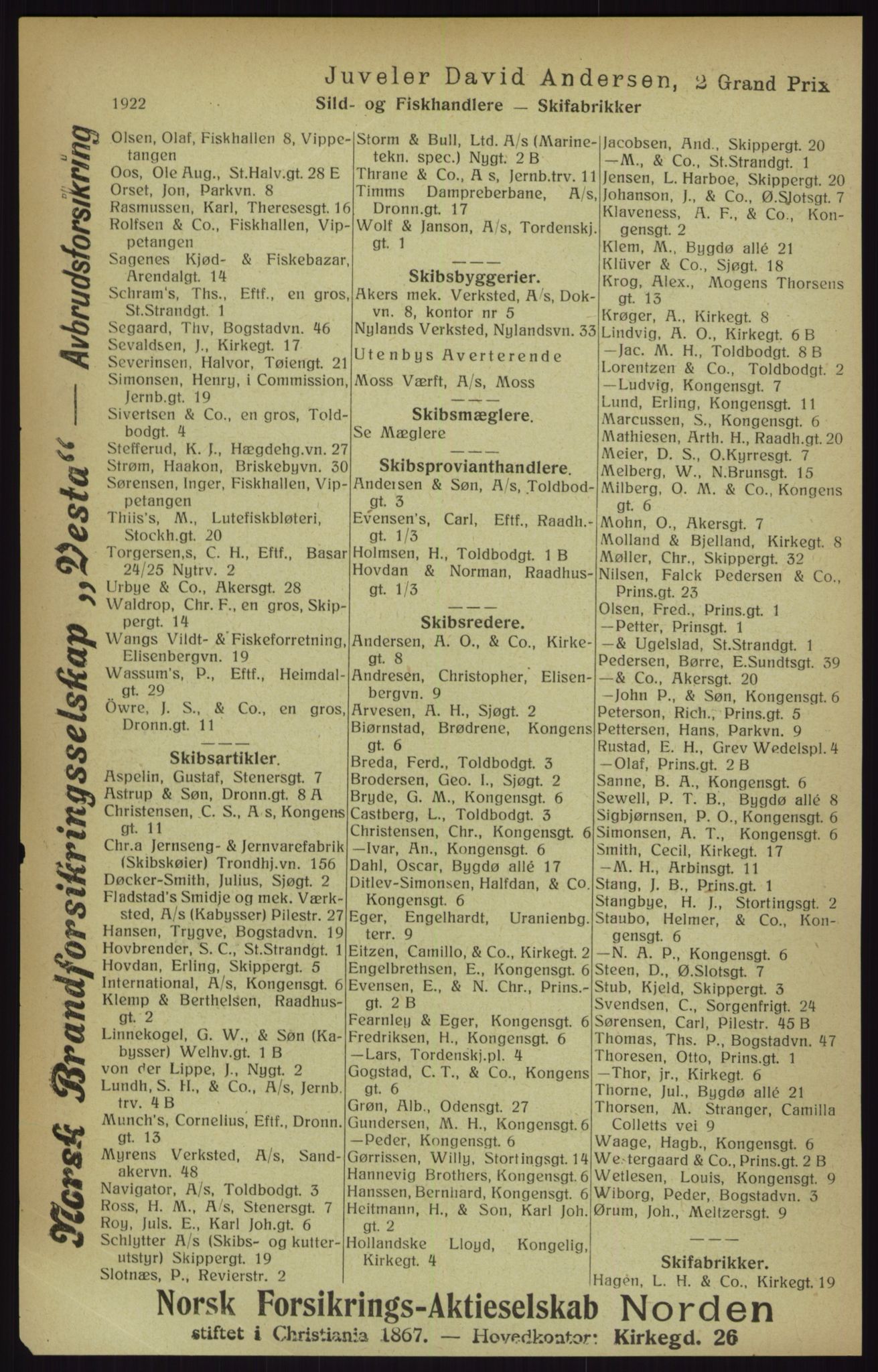 Kristiania/Oslo adressebok, PUBL/-, 1916, s. 1922