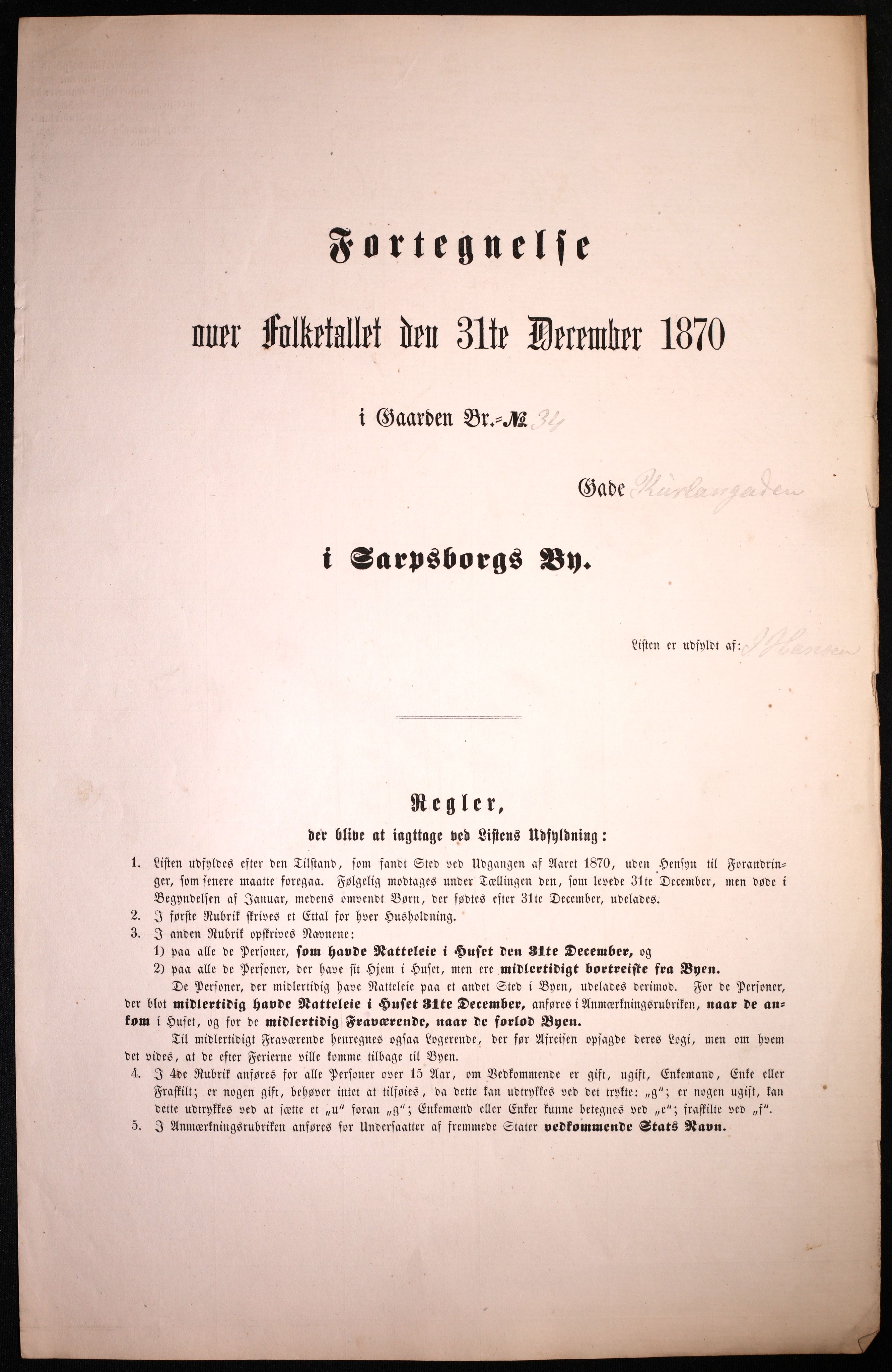 RA, Folketelling 1870 for 0102 Sarpsborg kjøpstad, 1870, s. 347