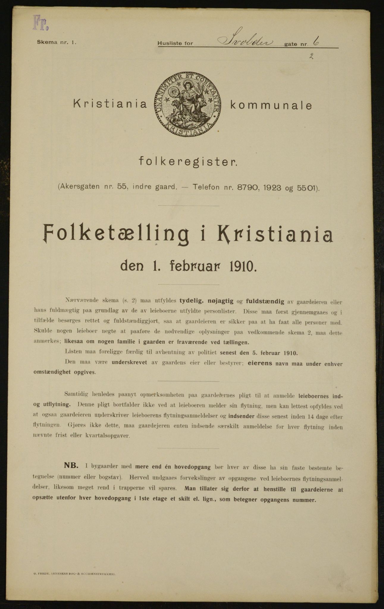 OBA, Kommunal folketelling 1.2.1910 for Kristiania, 1910, s. 100724