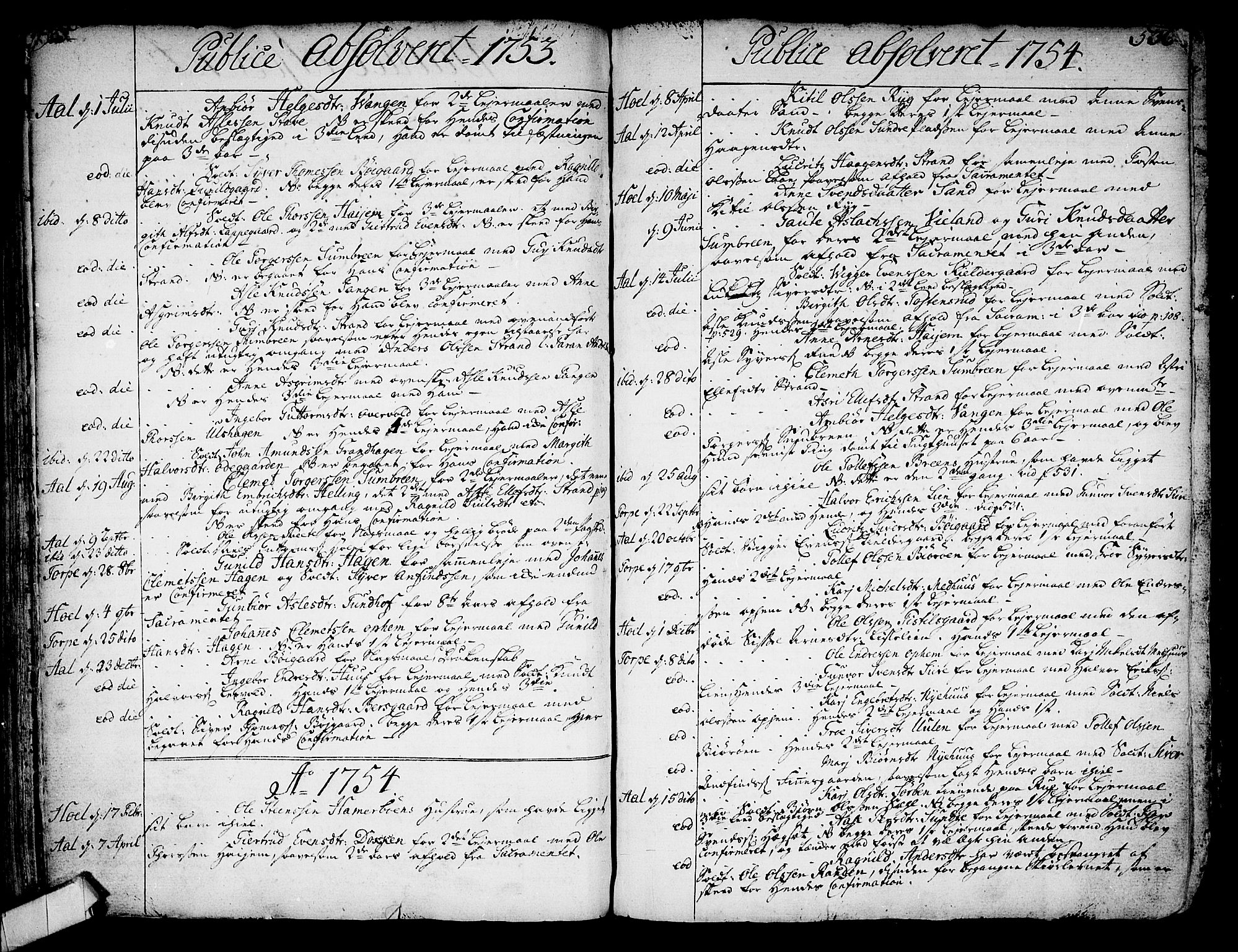 Ål kirkebøker, AV/SAKO-A-249/F/Fa/L0001: Ministerialbok nr. I 1, 1744-1769, s. 535-536