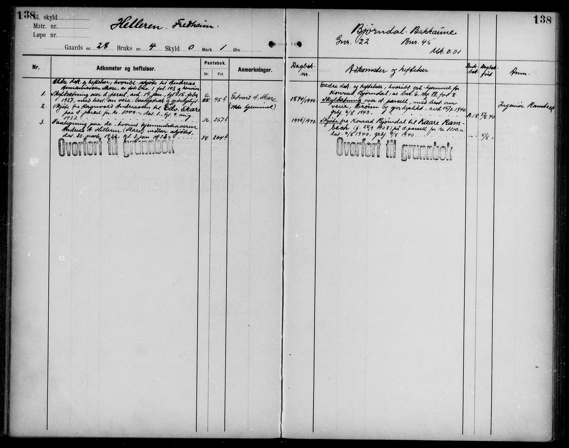 Midhordland sorenskriveri, AV/SAB-A-3001/1/G/Ga/Gab/L0108: Panteregister nr. II.A.b.108, s. 138