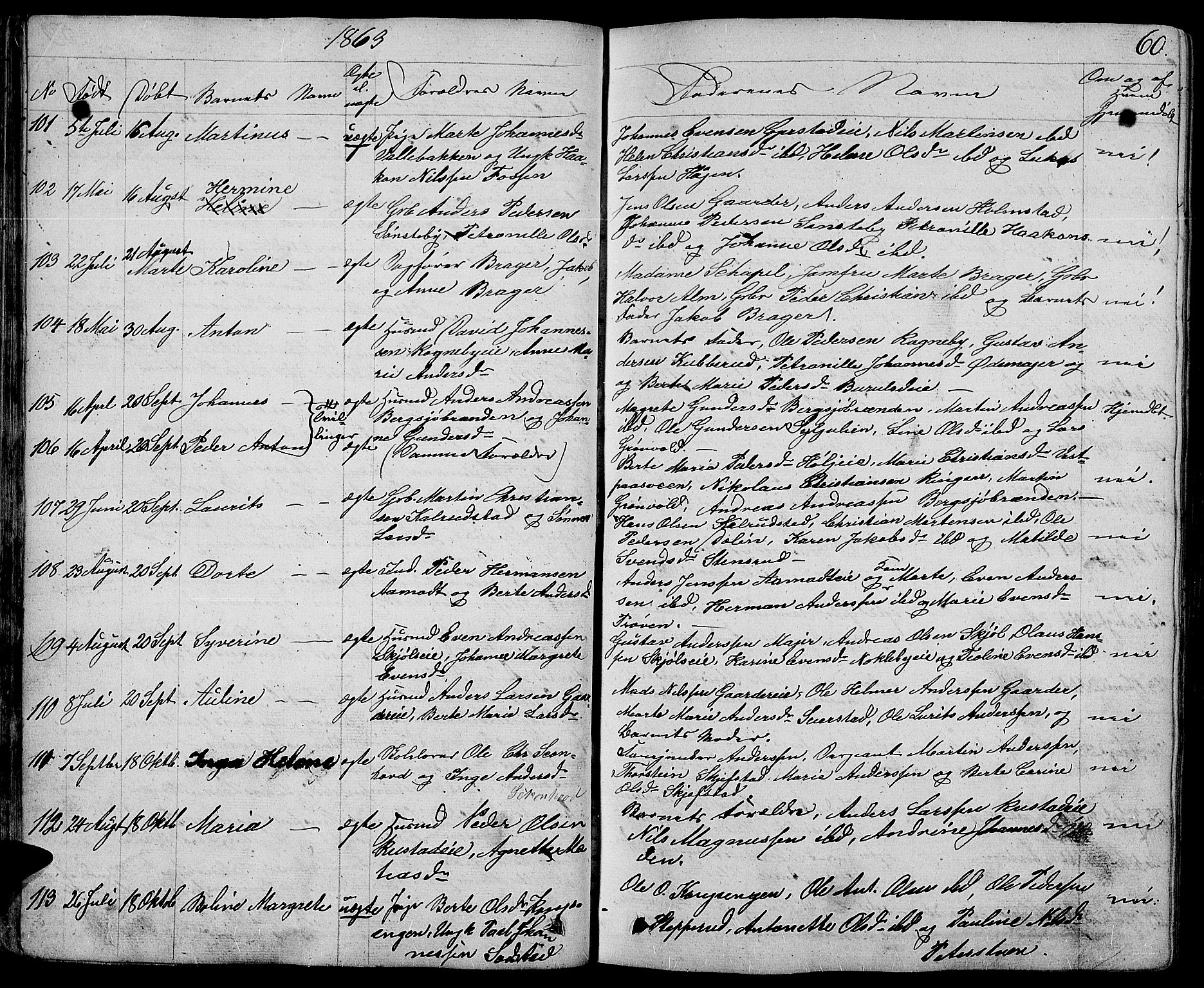 Østre Toten prestekontor, AV/SAH-PREST-104/H/Ha/Hab/L0004: Klokkerbok nr. 4, 1858-1886, s. 60